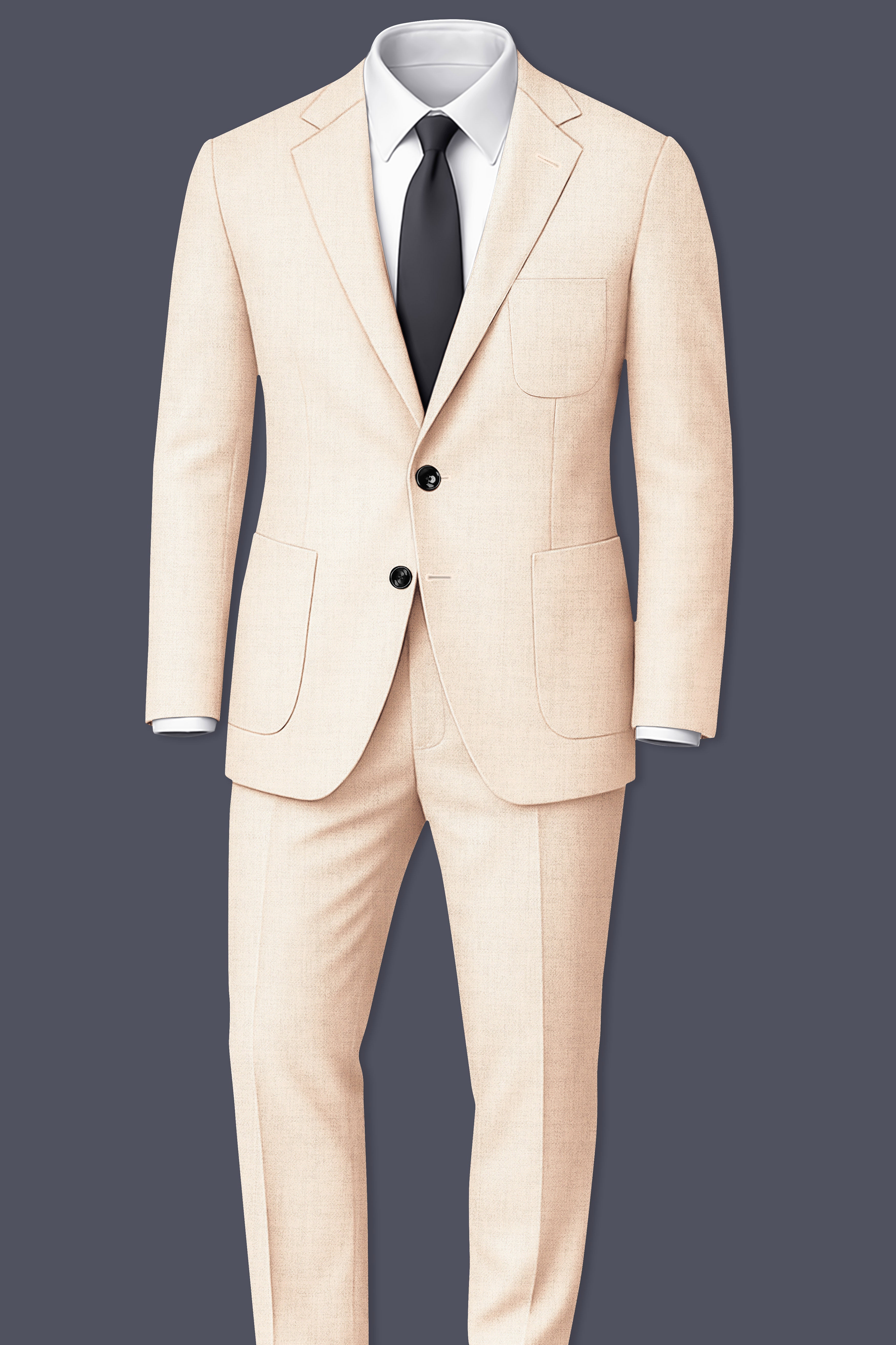 Velour-Derby Cream Textured Tweed Single Breasted Sports Suit
