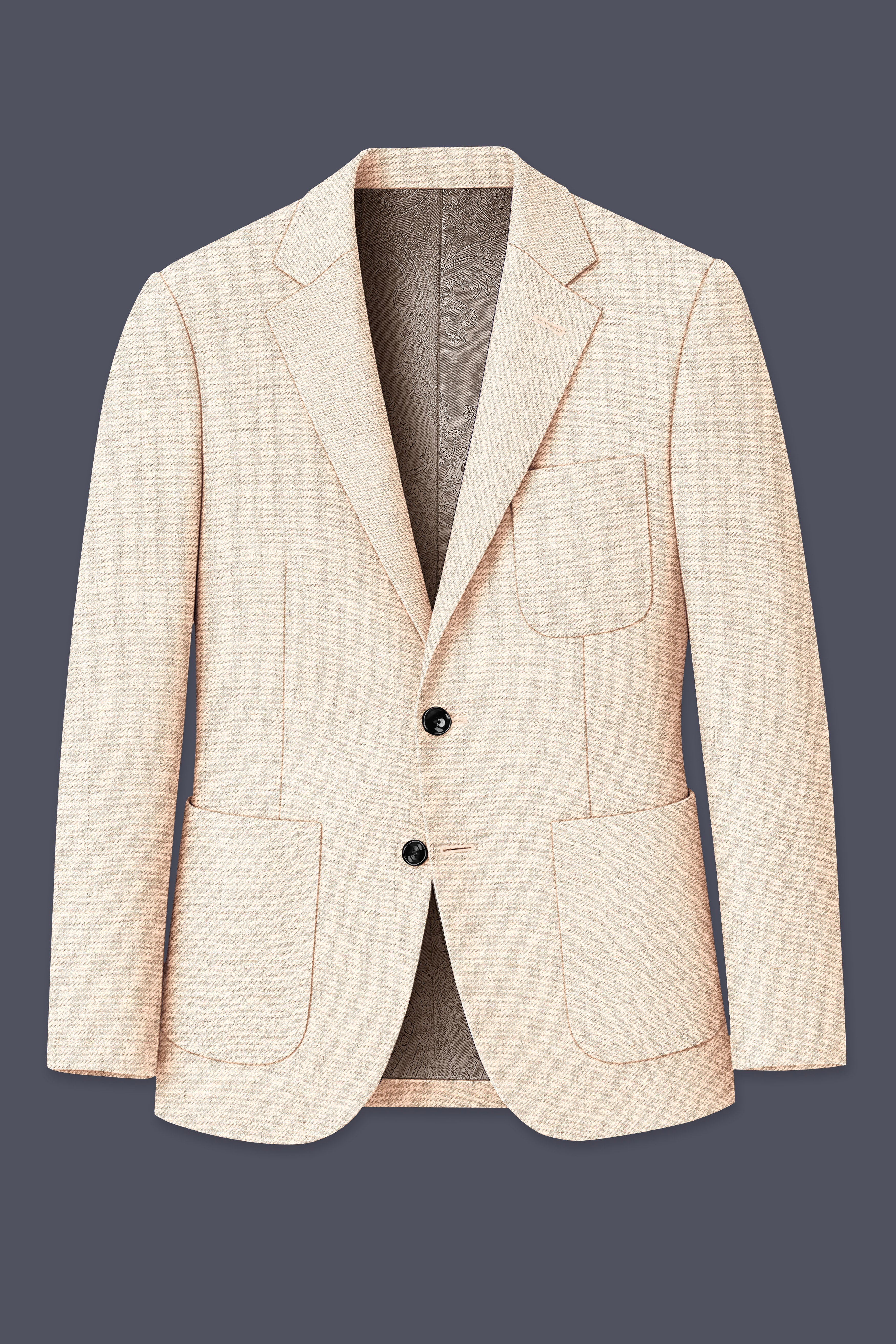 Velour-Derby Cream Textured Tweed Single Breasted Sports Suit