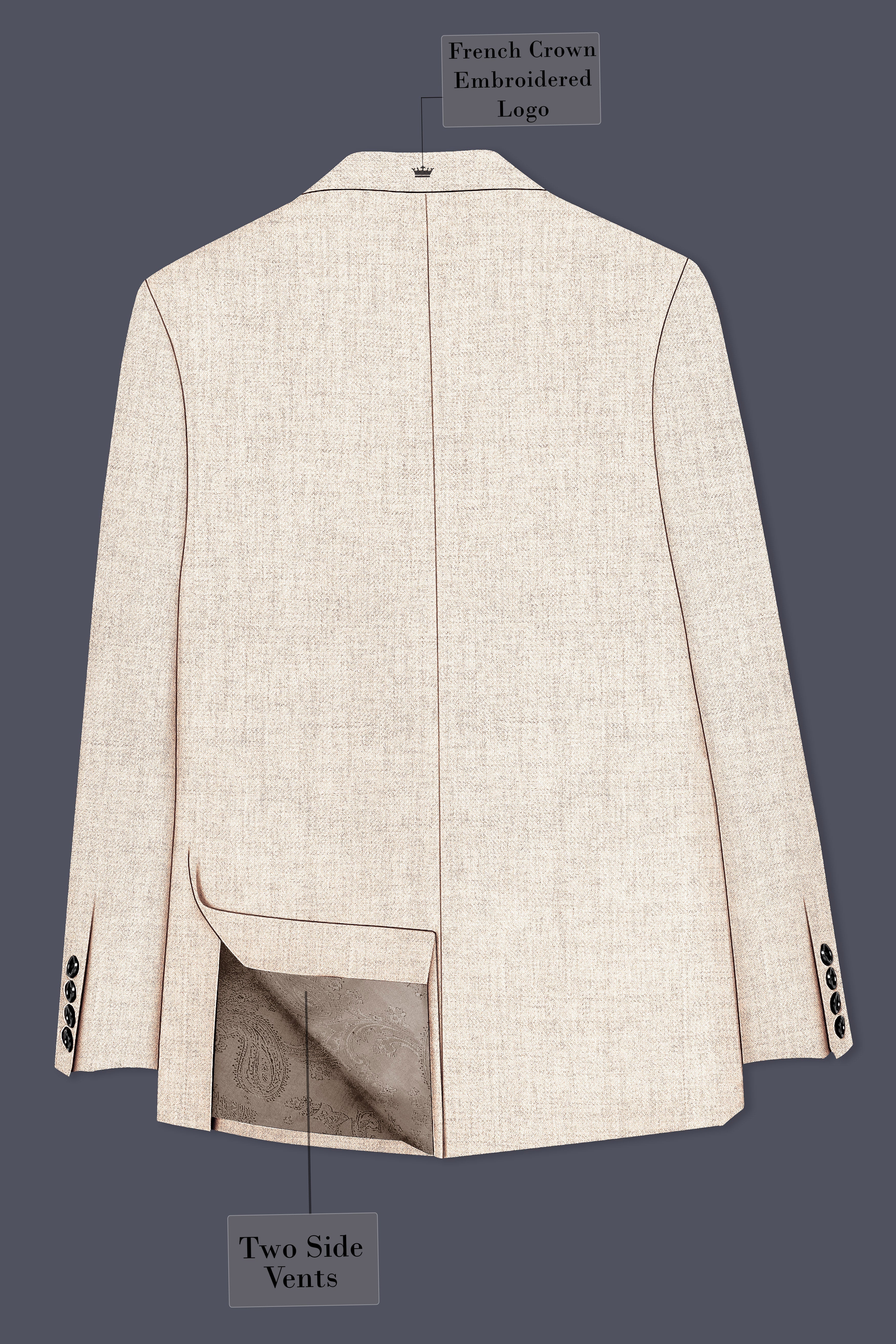 Velour-Derby Cream Textured Tweed Single Breasted Sports Suit