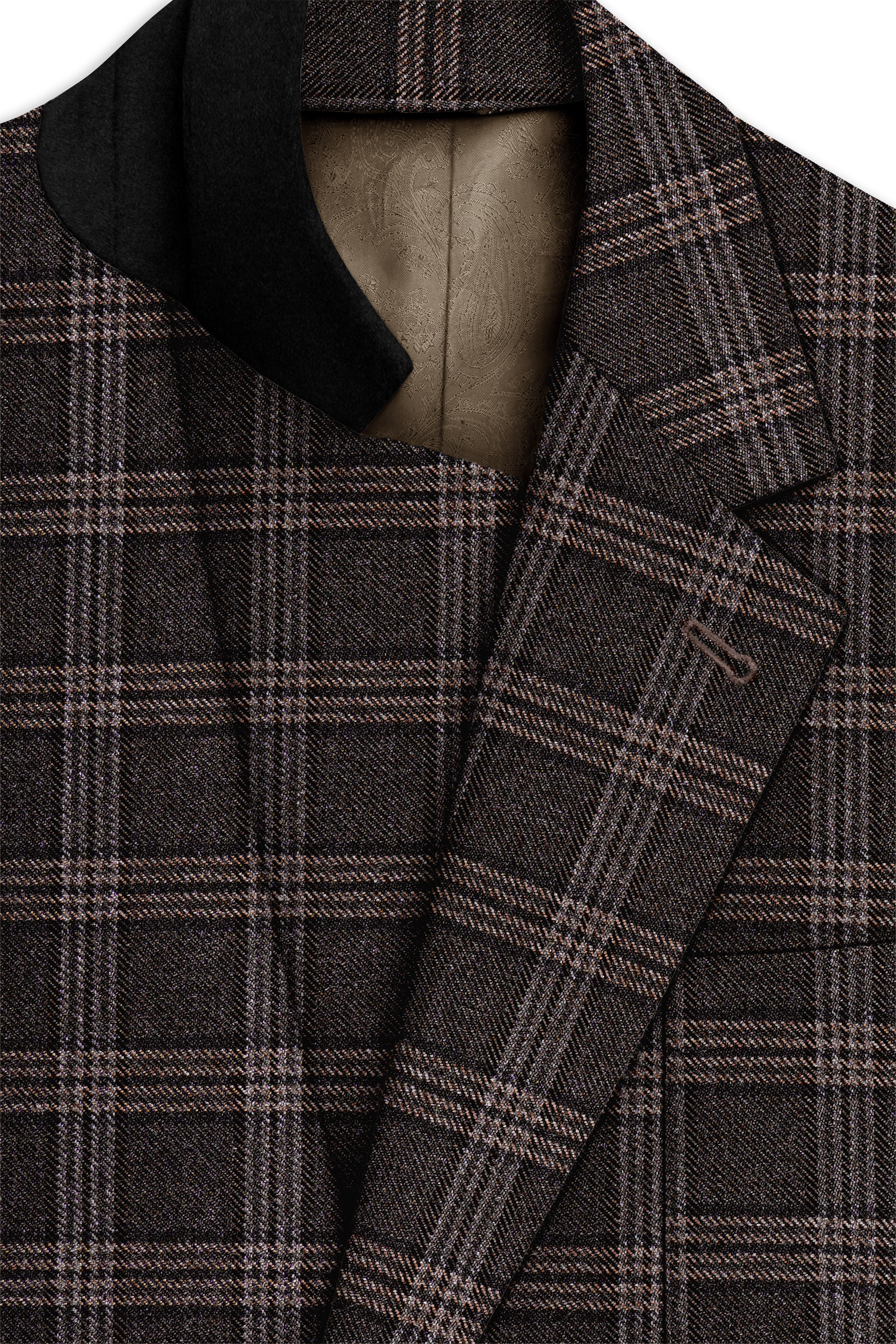 Eclenzo-Eclipse Brown Plaid Tweed Single Breasted Sports Suit