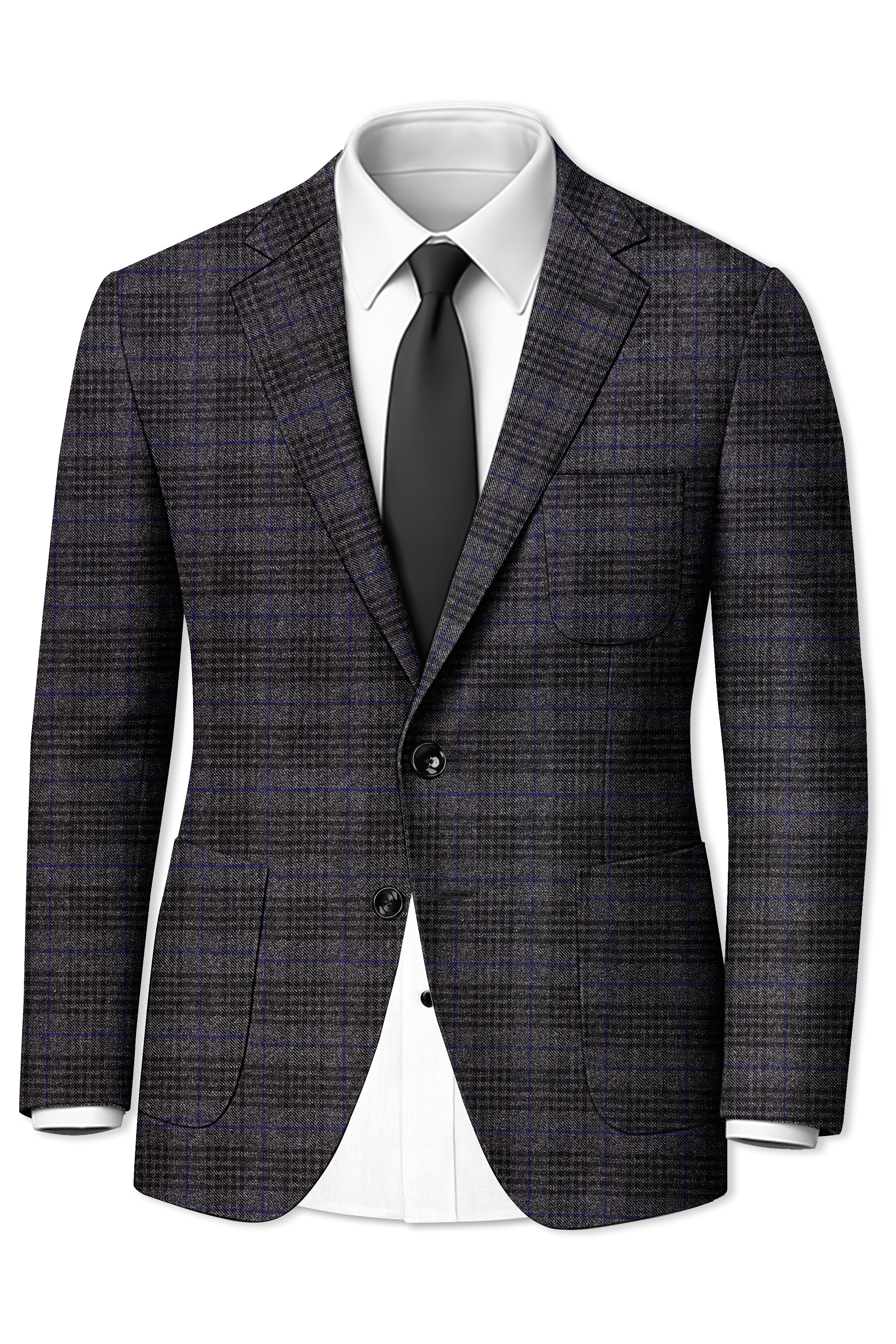 Cinerro-Shark Gray Plaid Tweed Single Breasted Sports Suit
