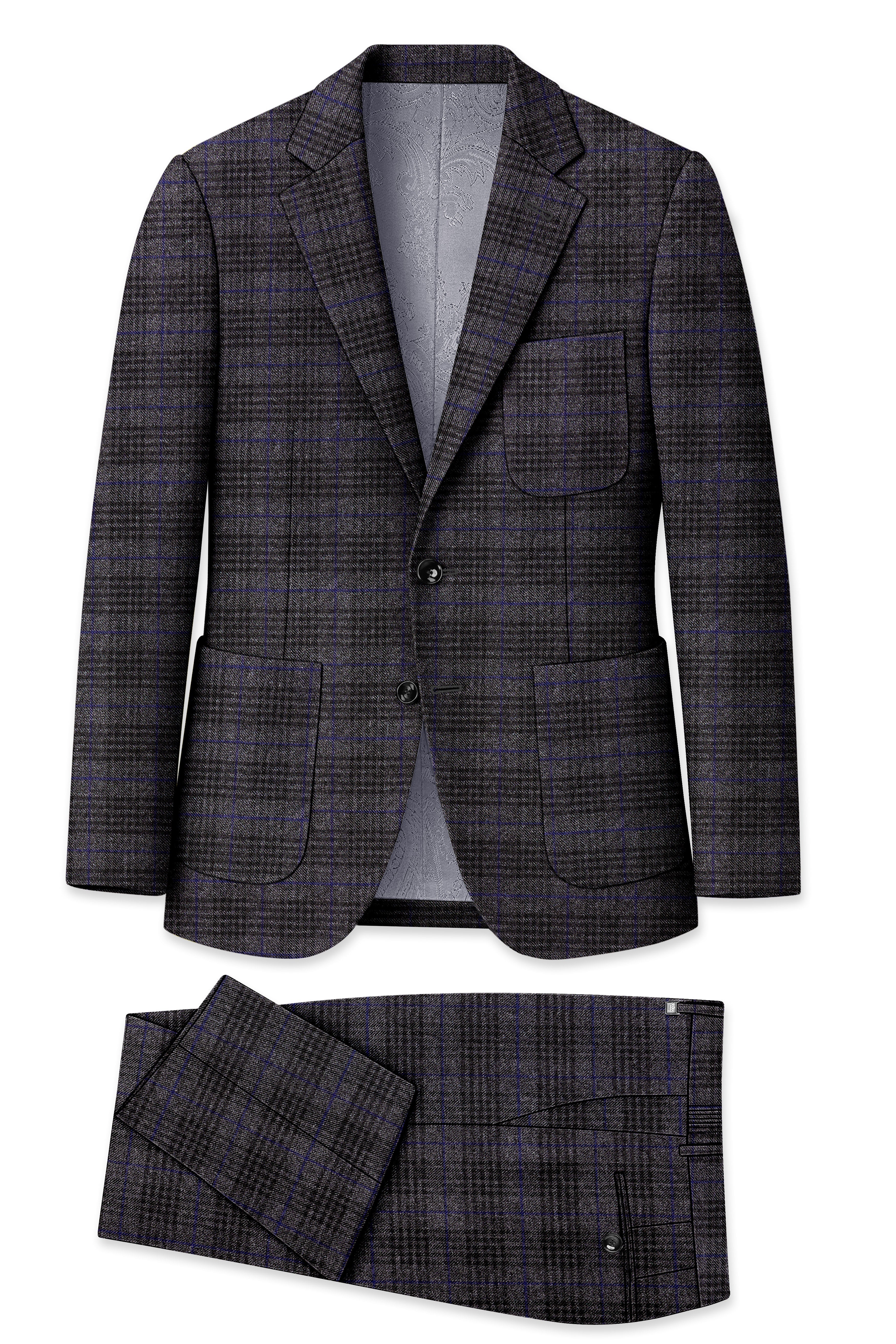 Cinerro-Shark Gray Plaid Tweed Single Breasted Sports Suit