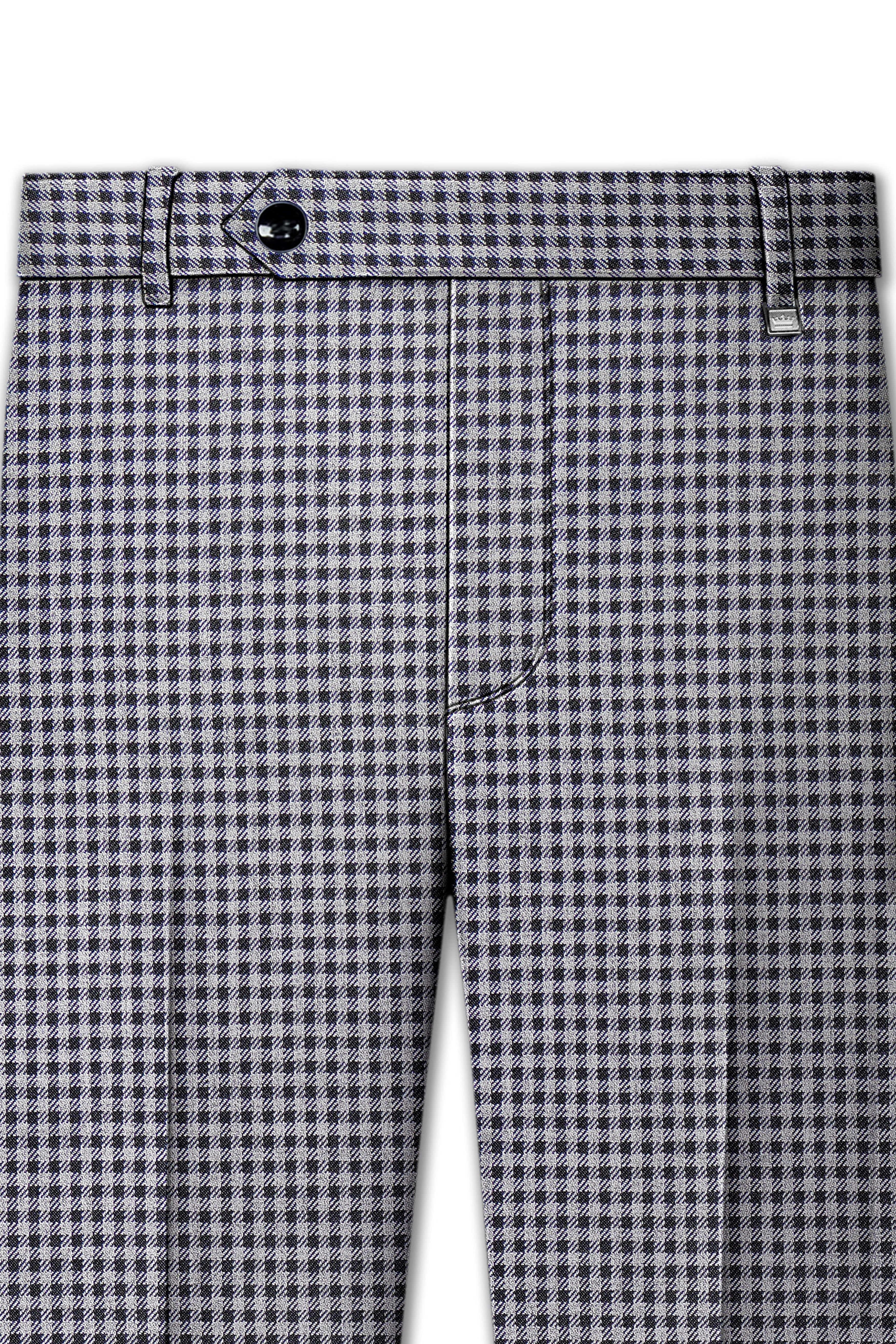 Graphite-Metallic Gray And Tuatara Gingham Plaid Tweed Single Breasted Sports Suit