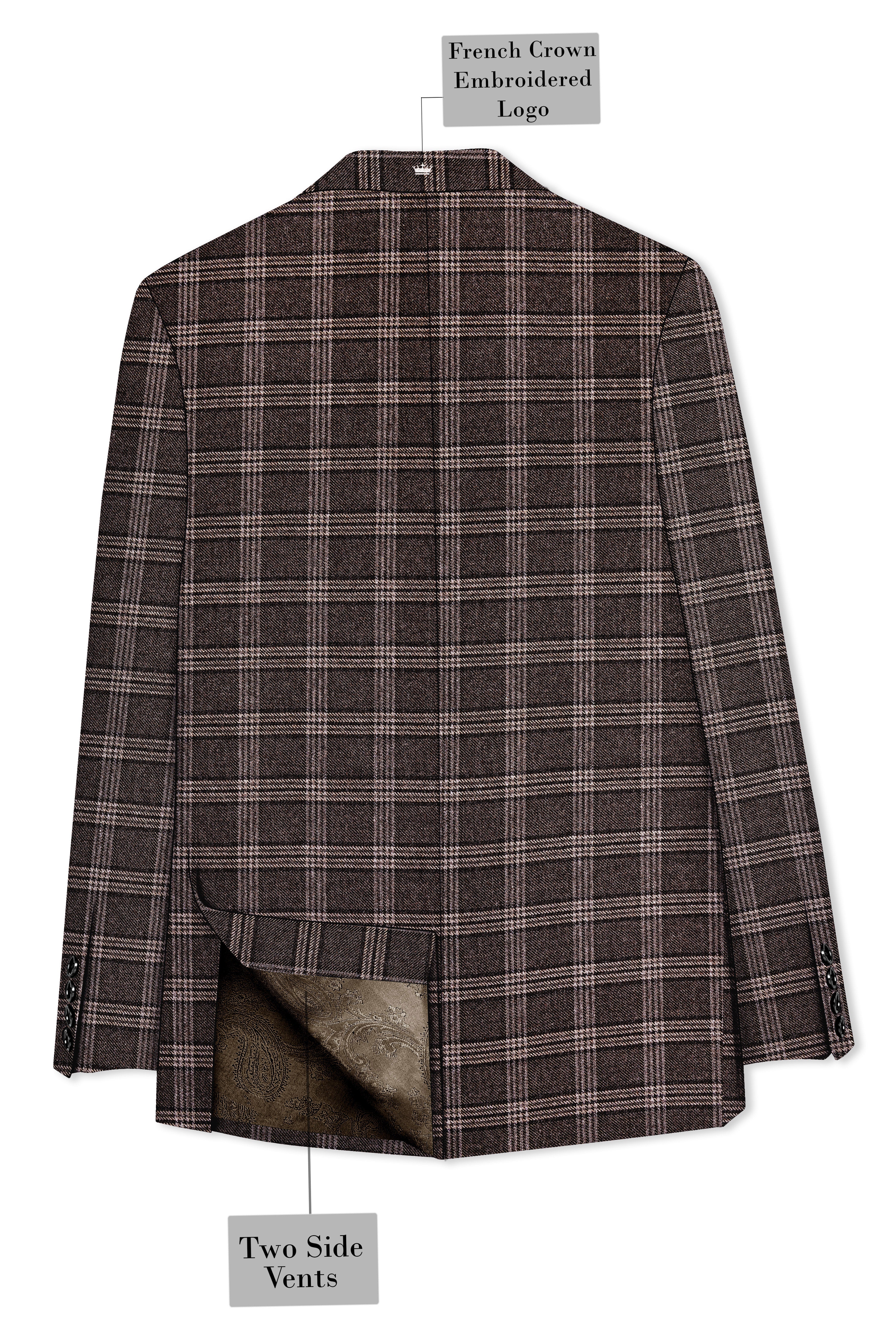 Eclenzo-Eclipse Brown Plaid Tweed Double Breasted Suit