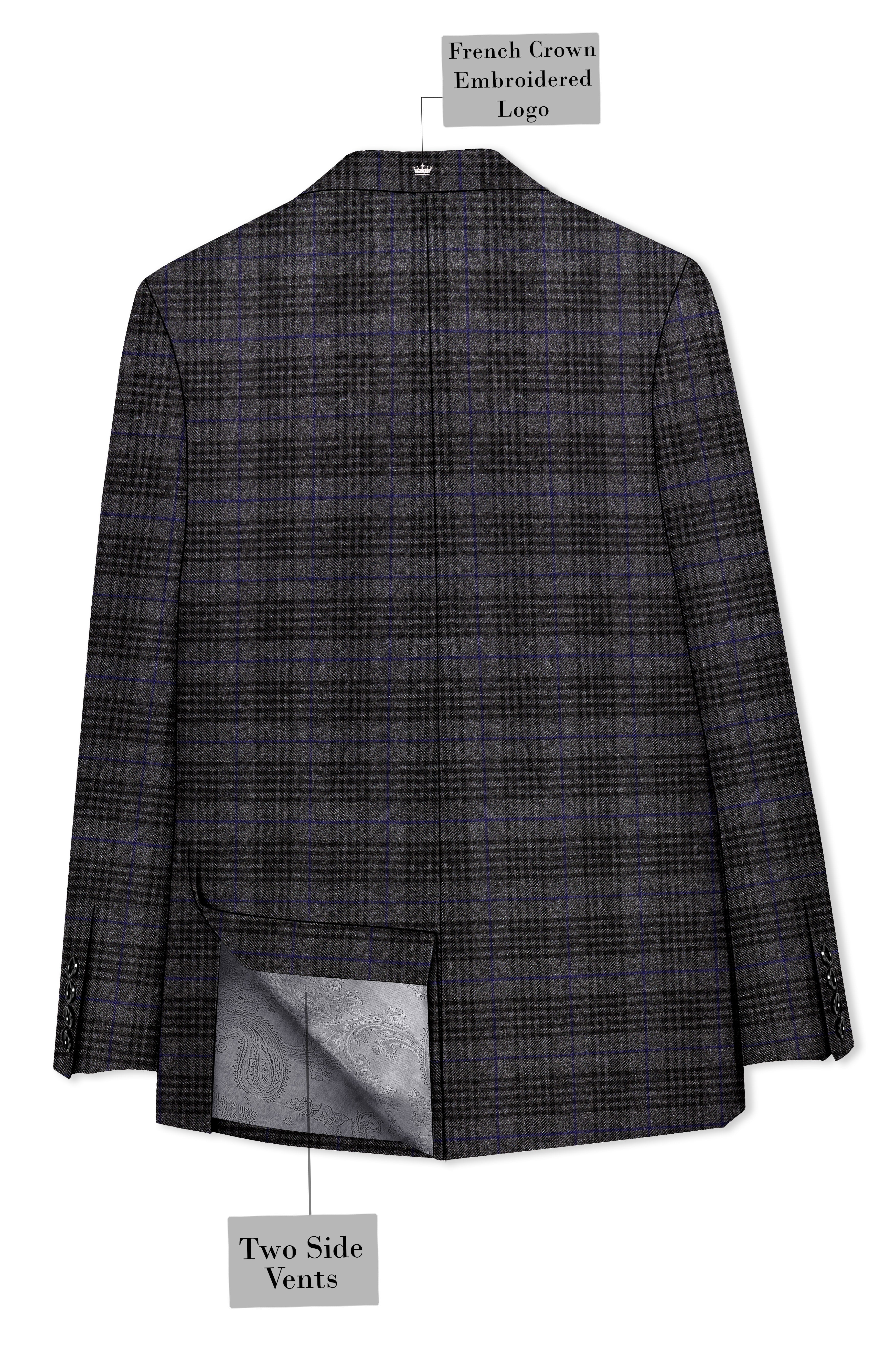 Cinerro-Shark Gray Plaid Tweed Double Breasted Suit