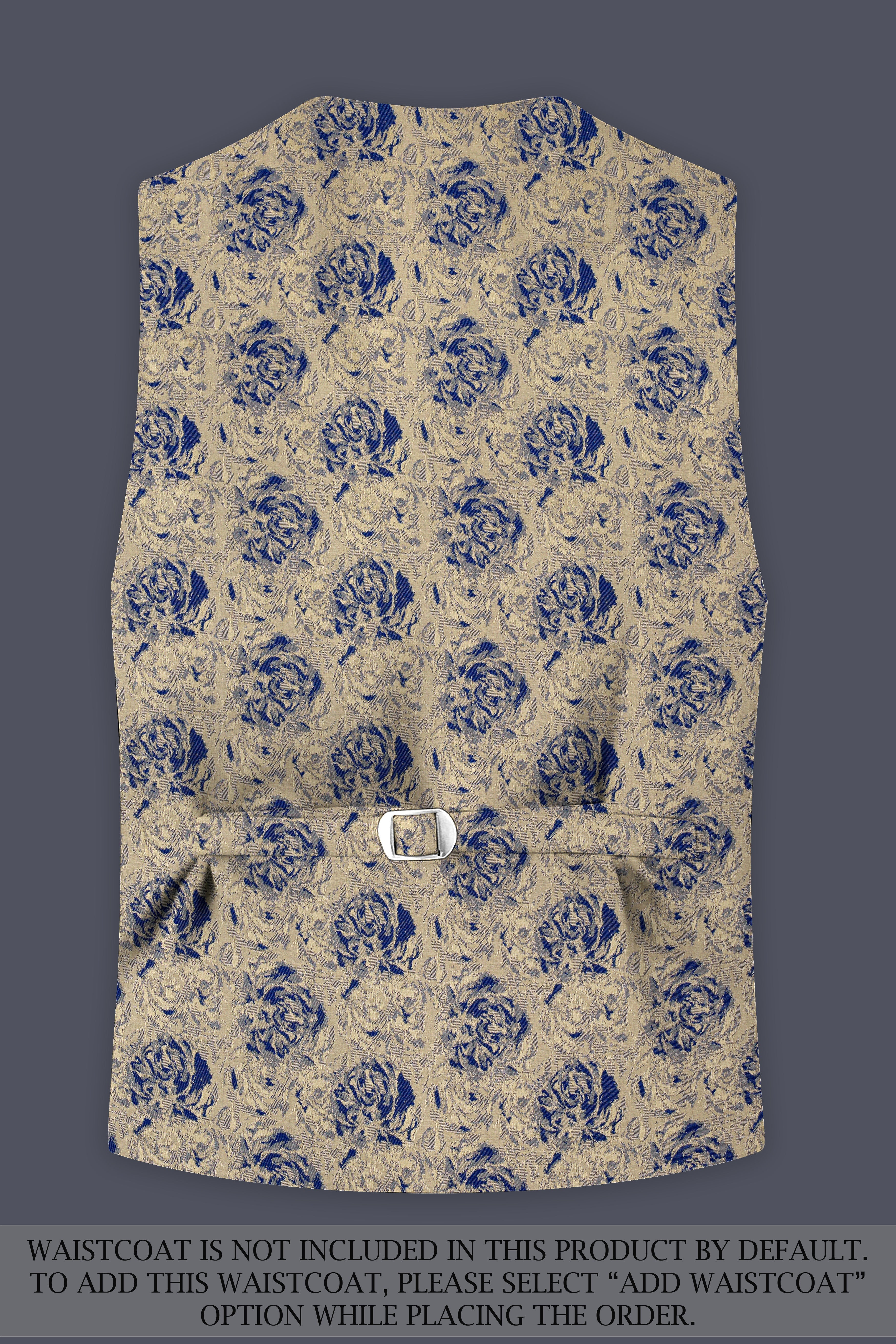 Jacqoro-Gravel Blue and Golden Jacquard Textured Tuxedo Suit