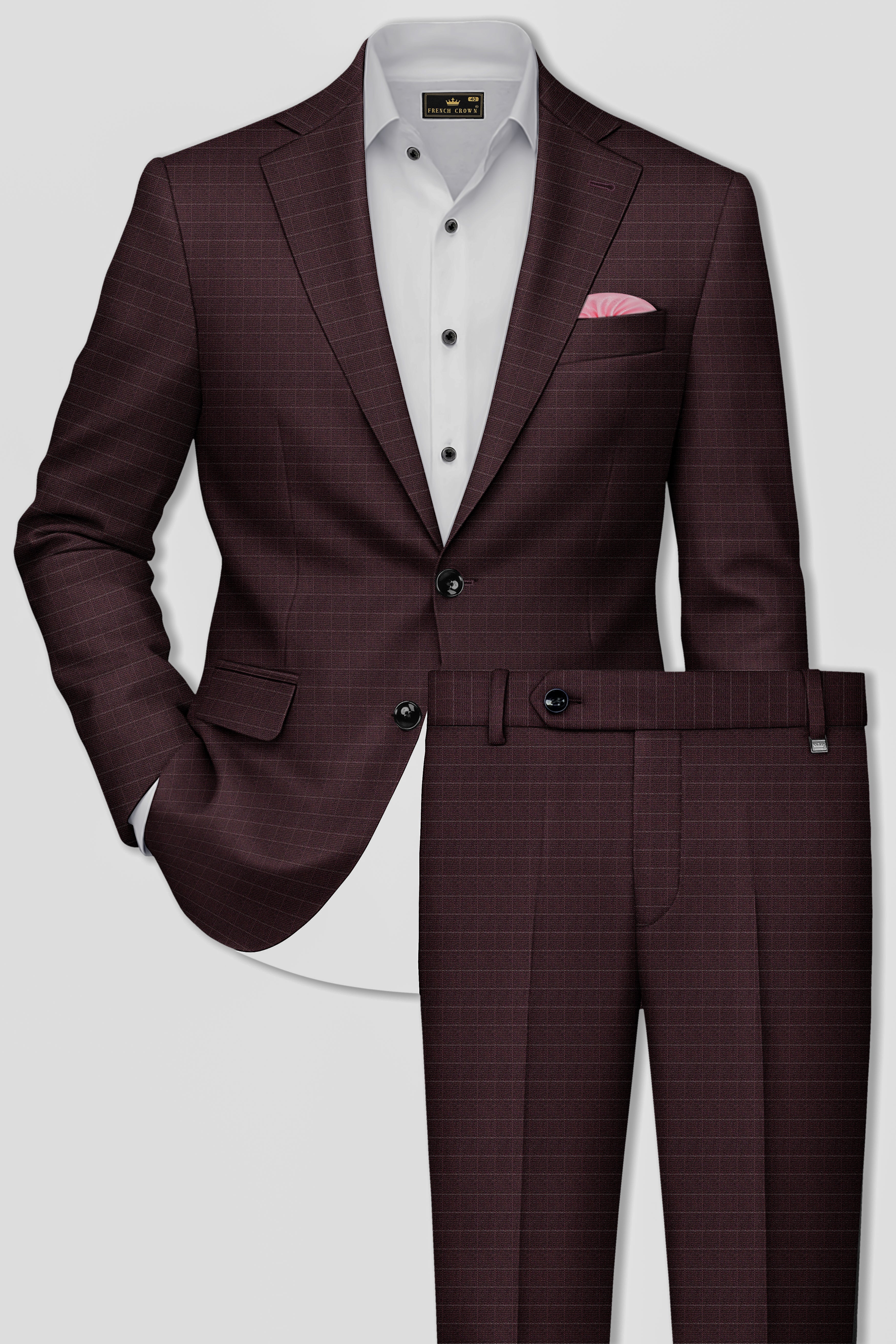 Aurethund-Thunder Brown Plaid Wool Rich Single Brested Suit