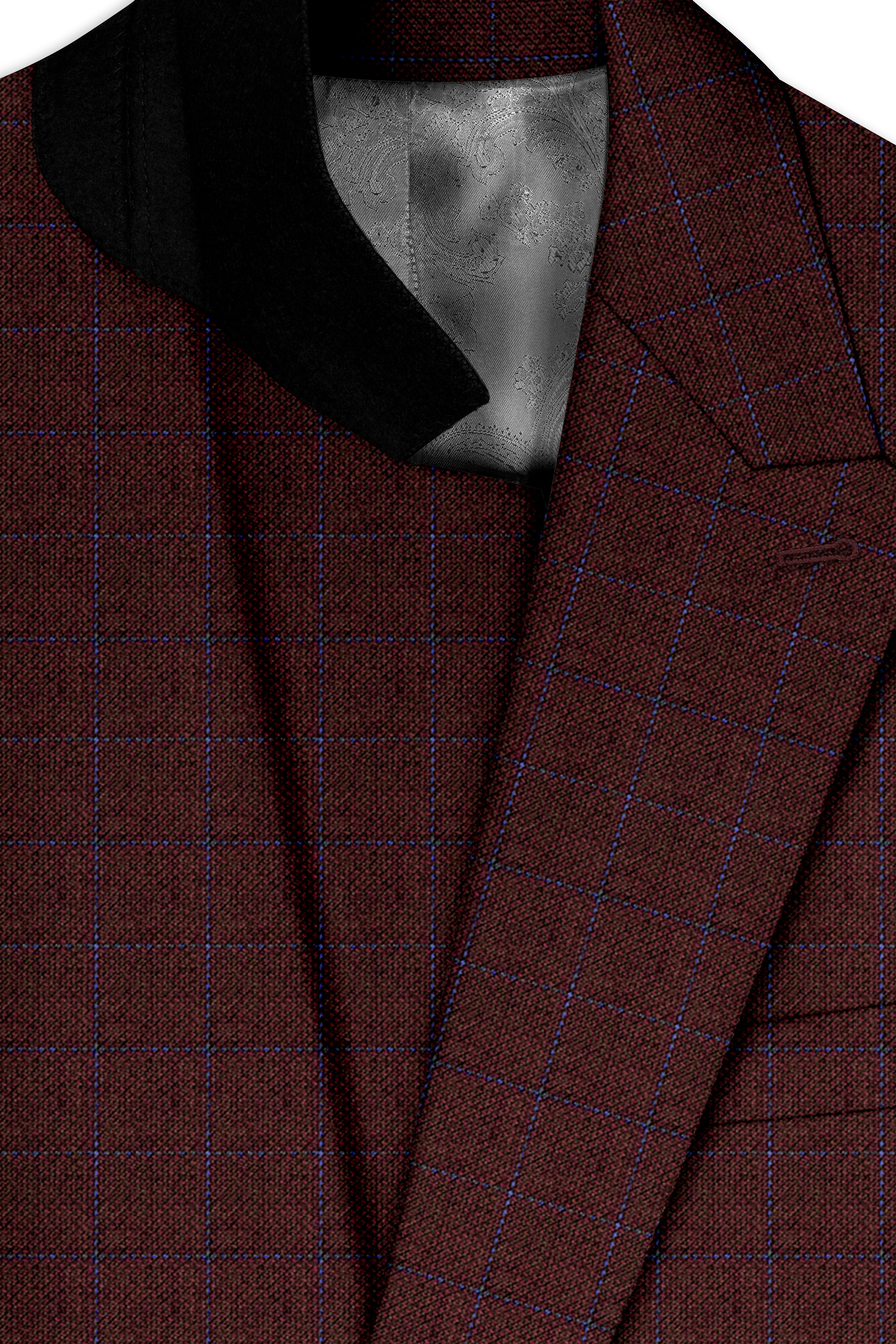 Wolvoro-Eclipse Brown Plaid Wool Rich Double Breasted Suit