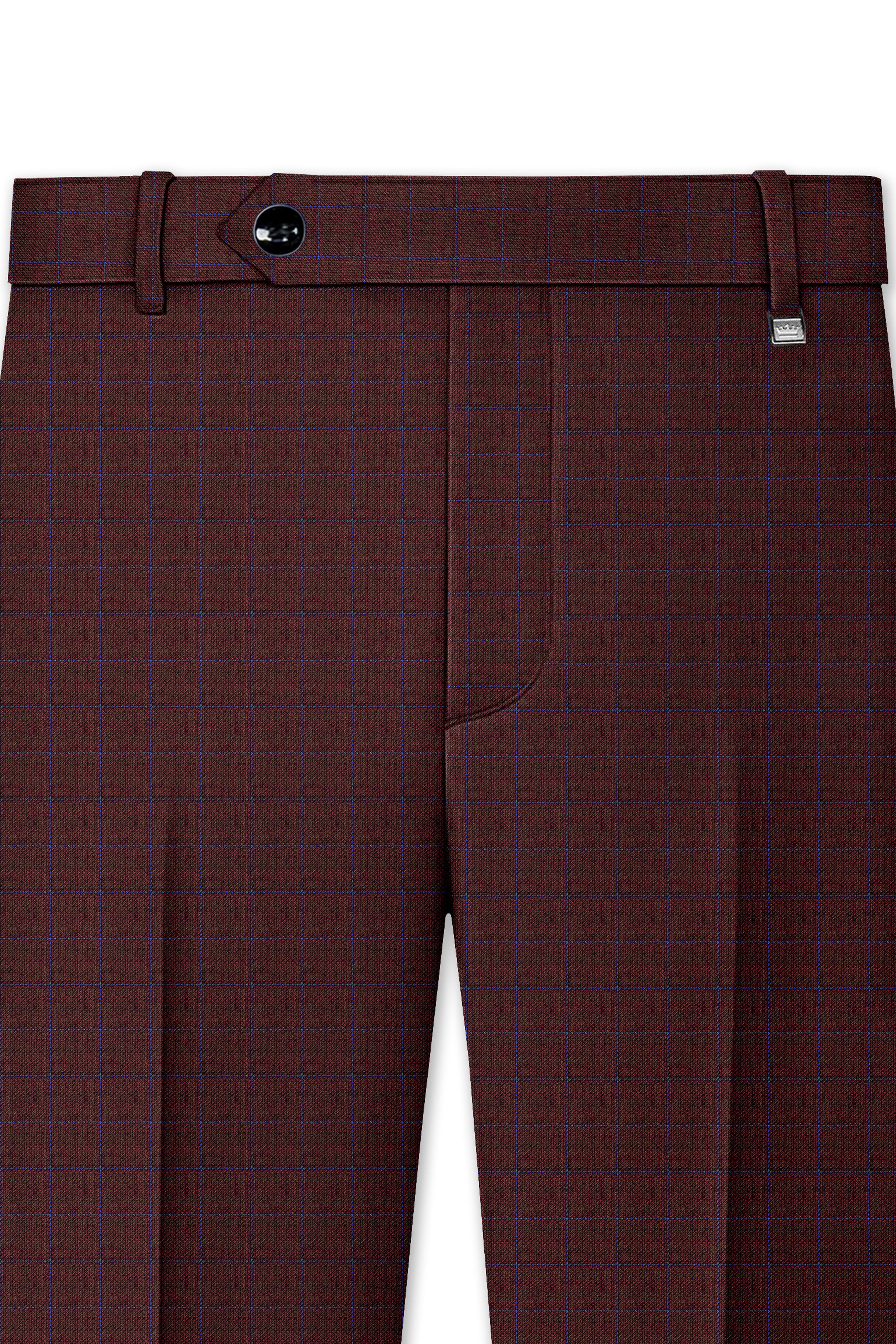 Wolvoro-Eclipse Brown Plaid Wool Rich Single Breasted Suit