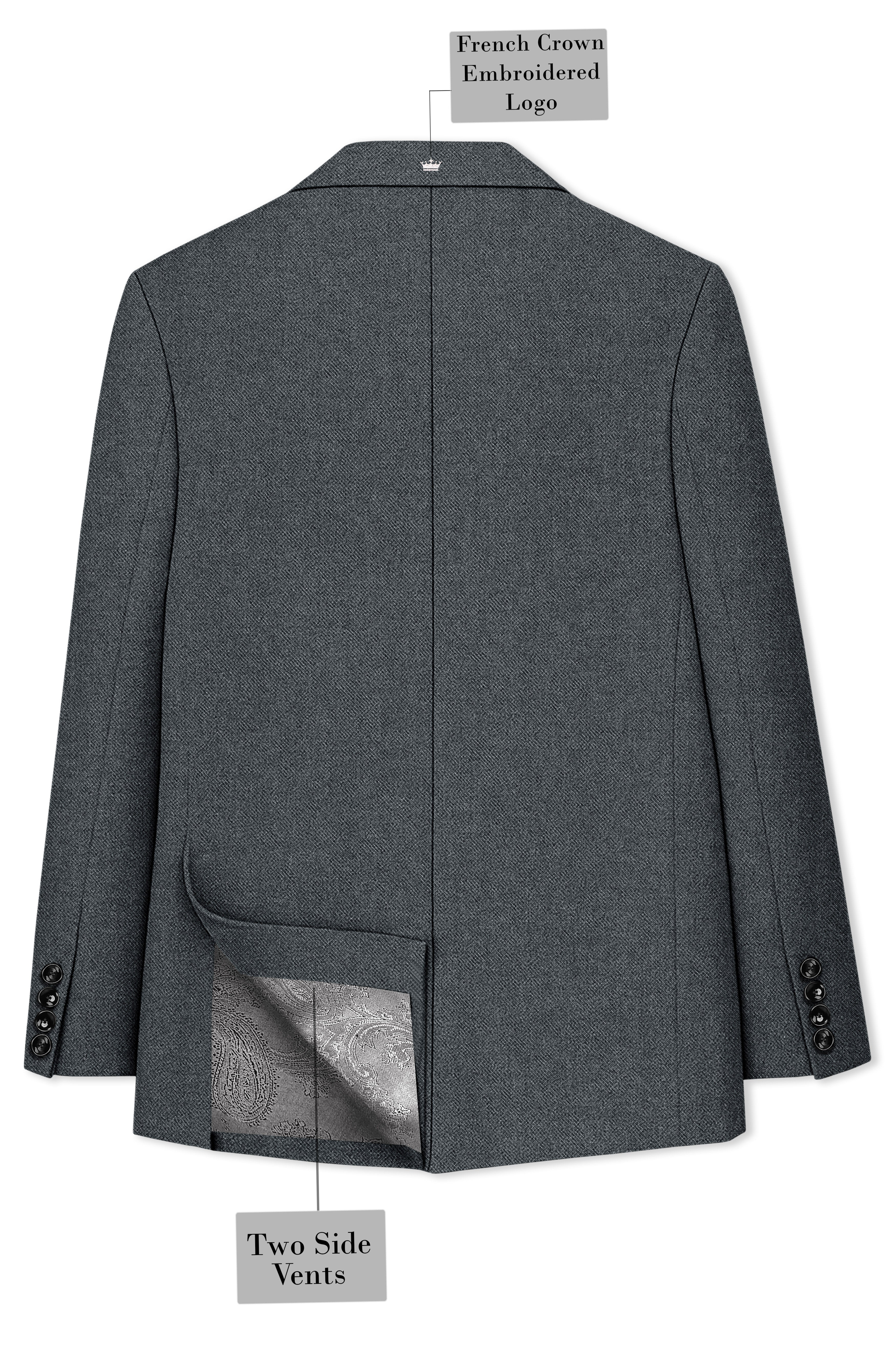Gravano-Ship Gray Textured Tweed Double Breasted Suit