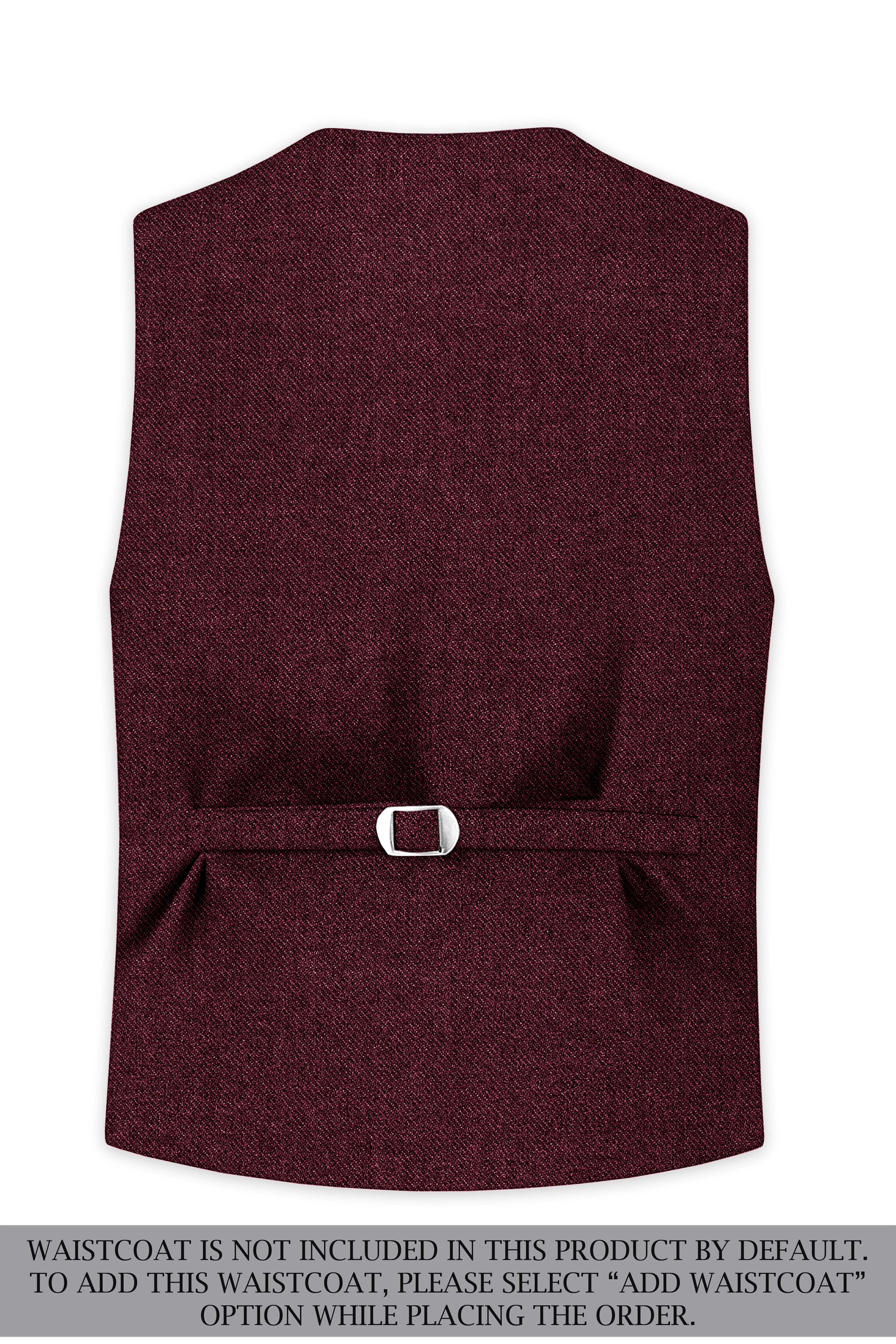 Burgvoro-Crated Maroon Textured Tweed Double Breasted Suit