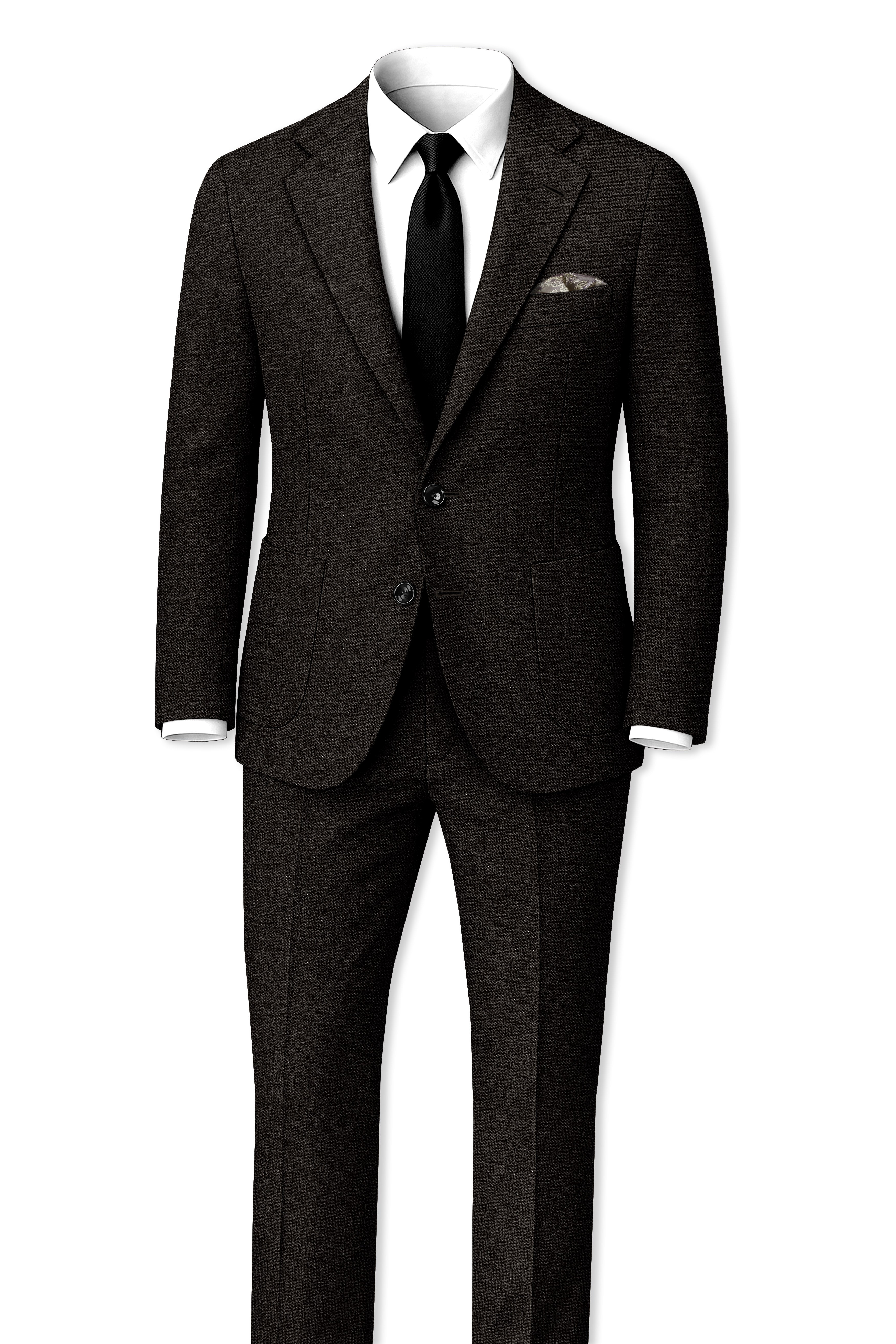 Aurezeus-Zeus Brown Textured Tweed Single Breasted Sports Suit