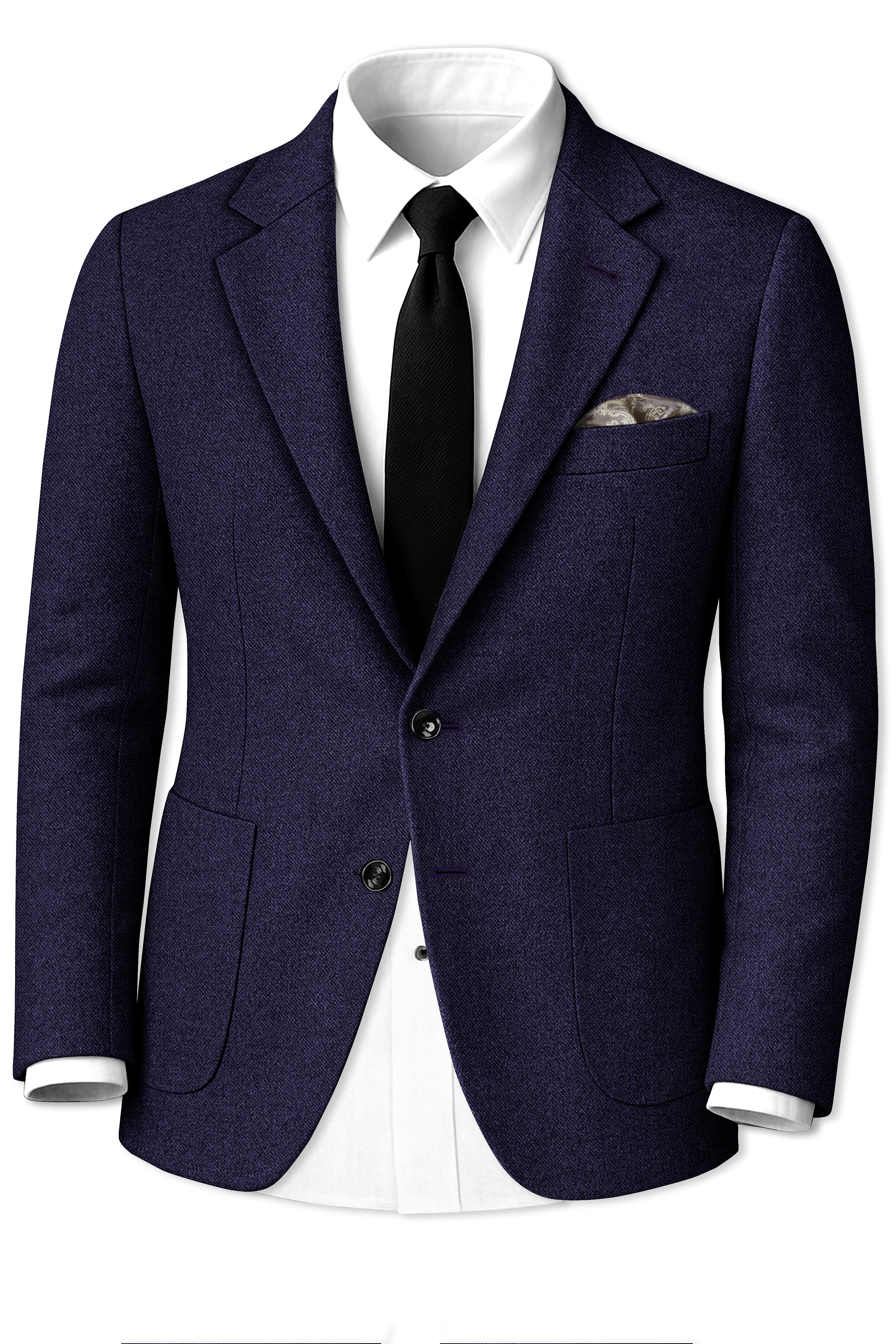 Bluvoro-Mirage Blue Textured Tweed Single Breasted Sports Suit