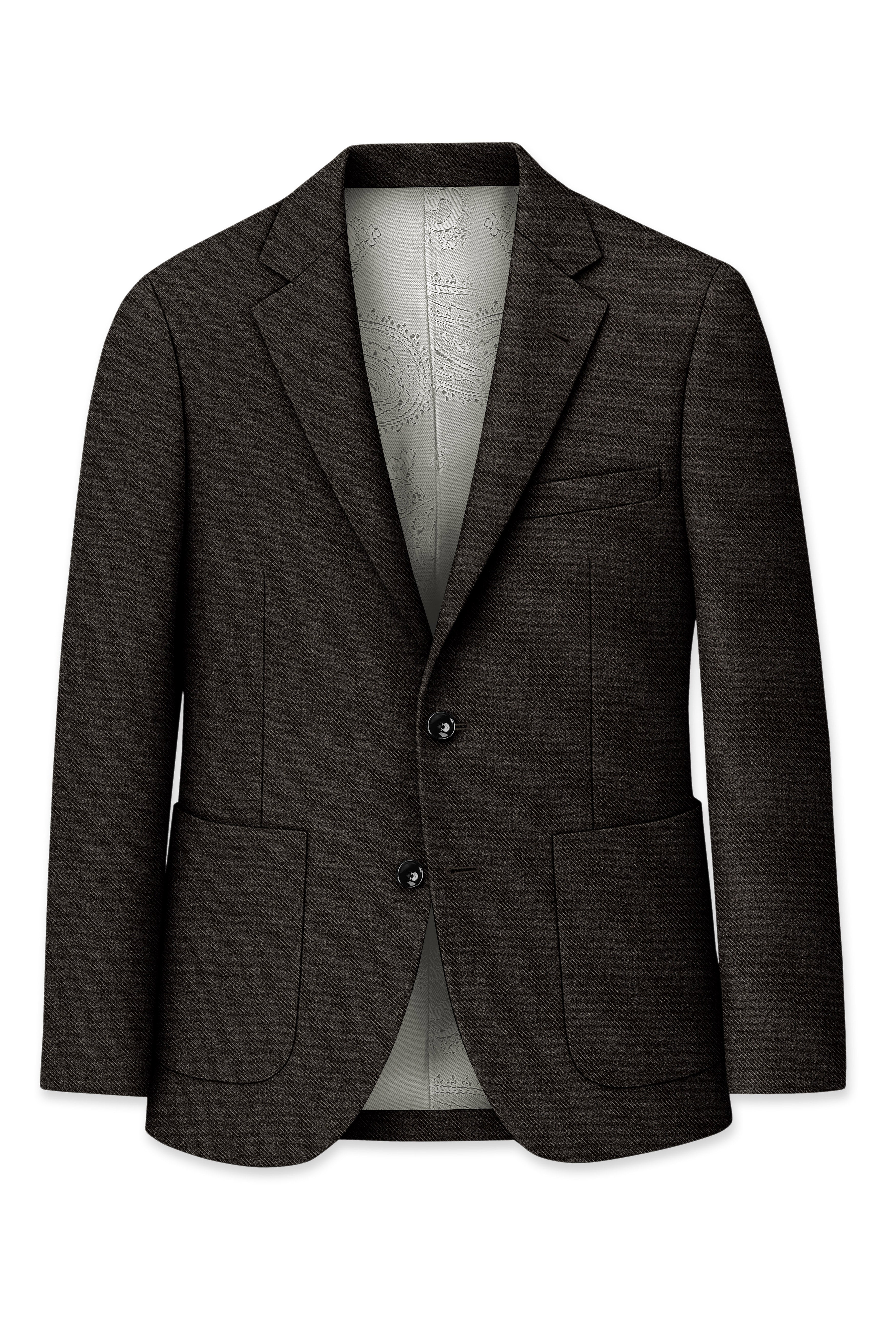 Auregond-Gondola Brown Textured Tweed Single Breasted Sports Suit