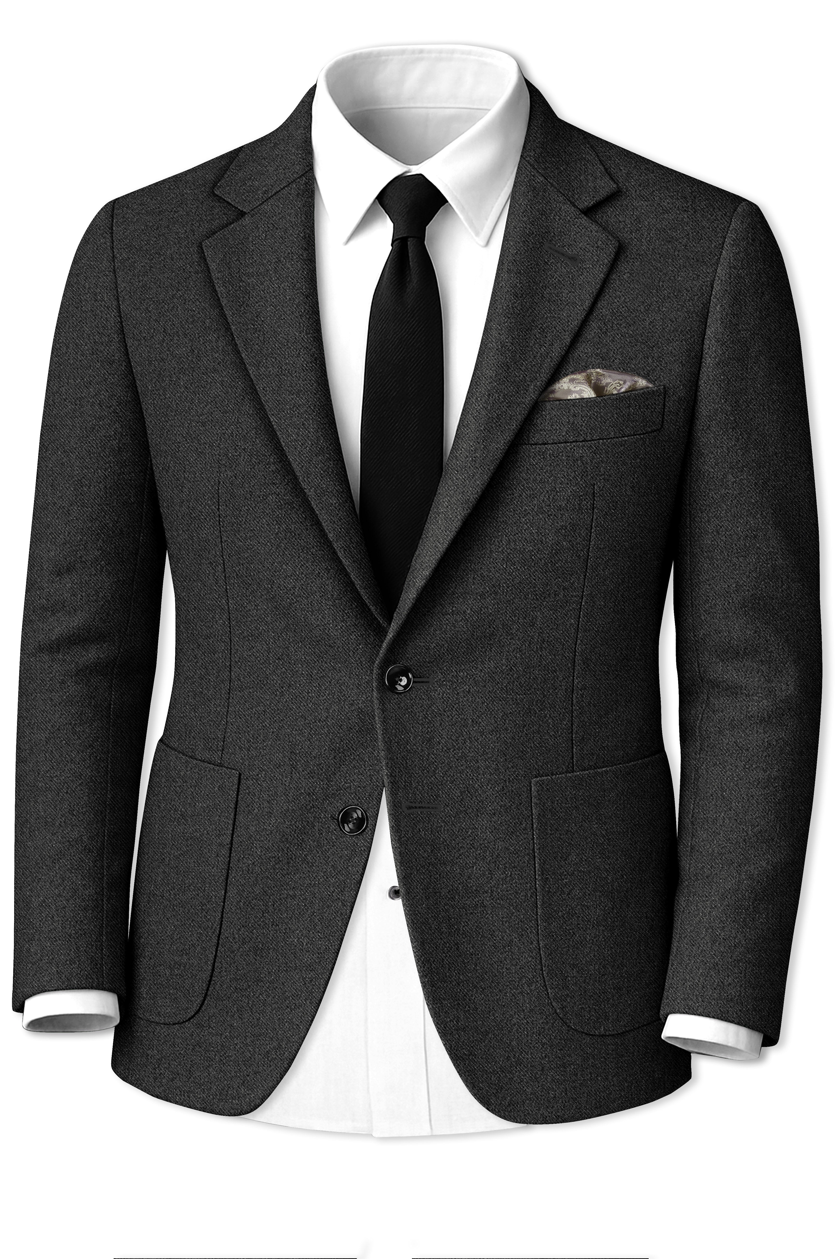 Metallo-Gunmetal Gray Textured Tweed Single Breasted Sports Suit