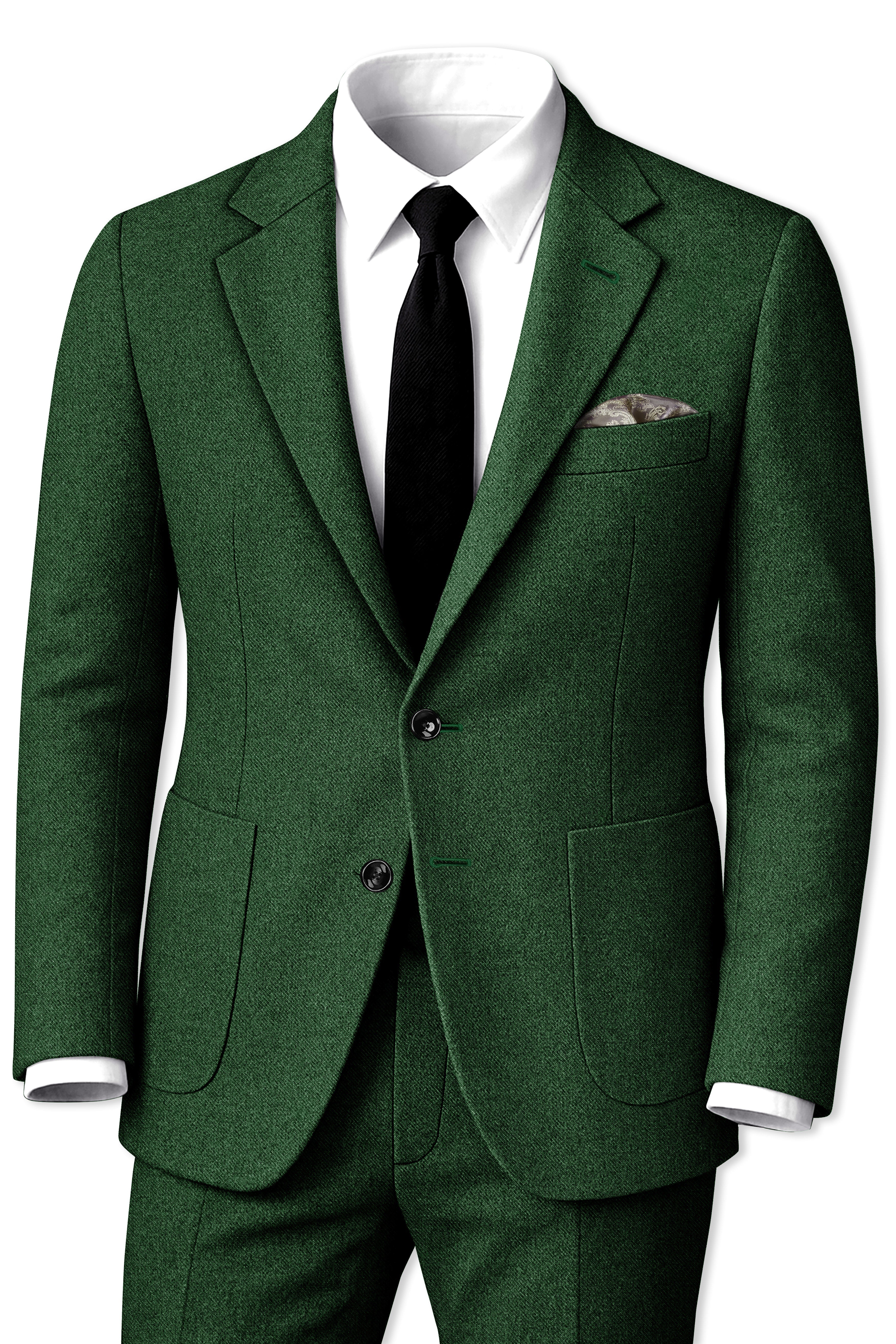 Virenza-Mystle Green Textured Tweed Single Breasted Sports Suit