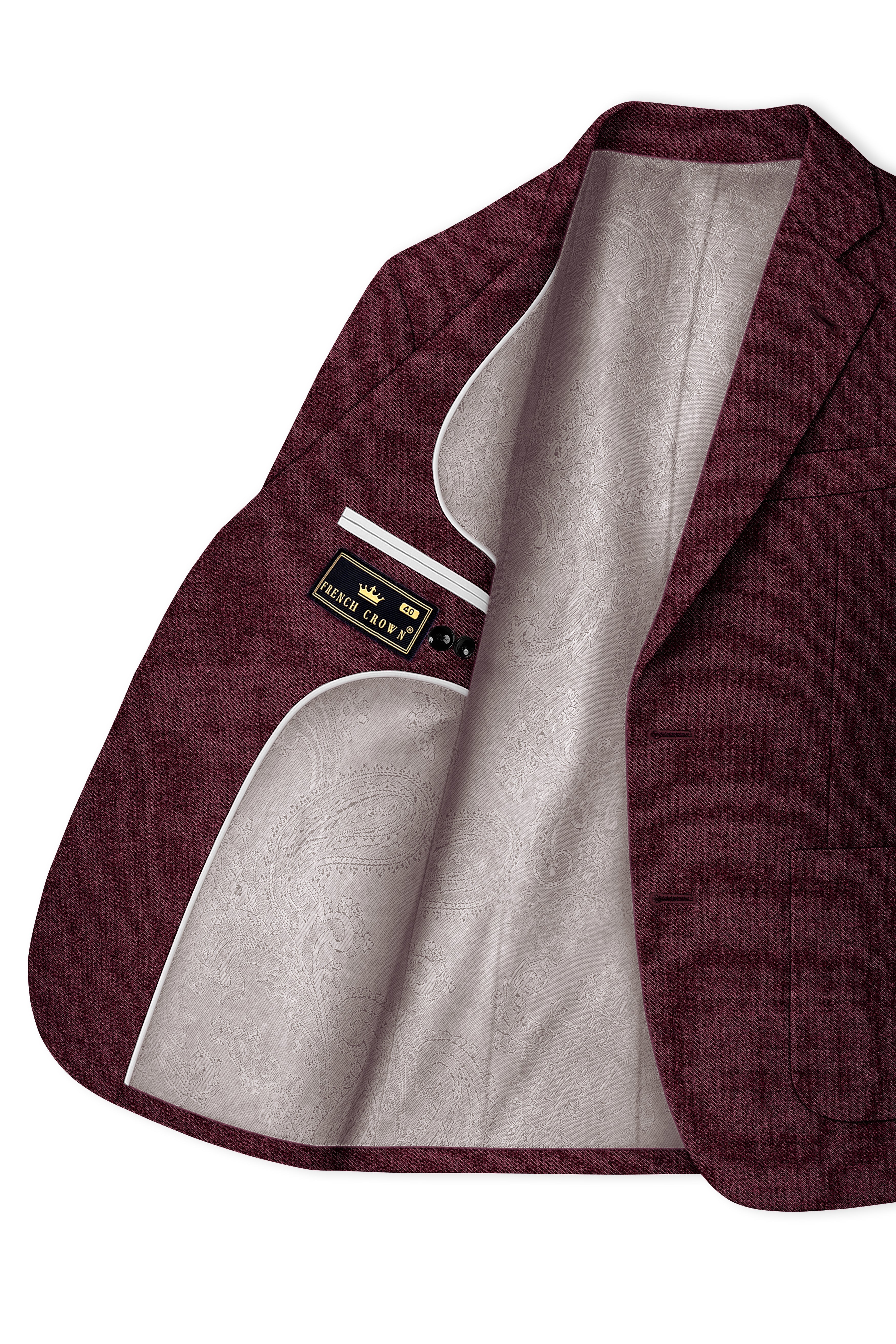 Burgvoro-Crated Maroon Textured Tweed Single Breasted Sports Suit