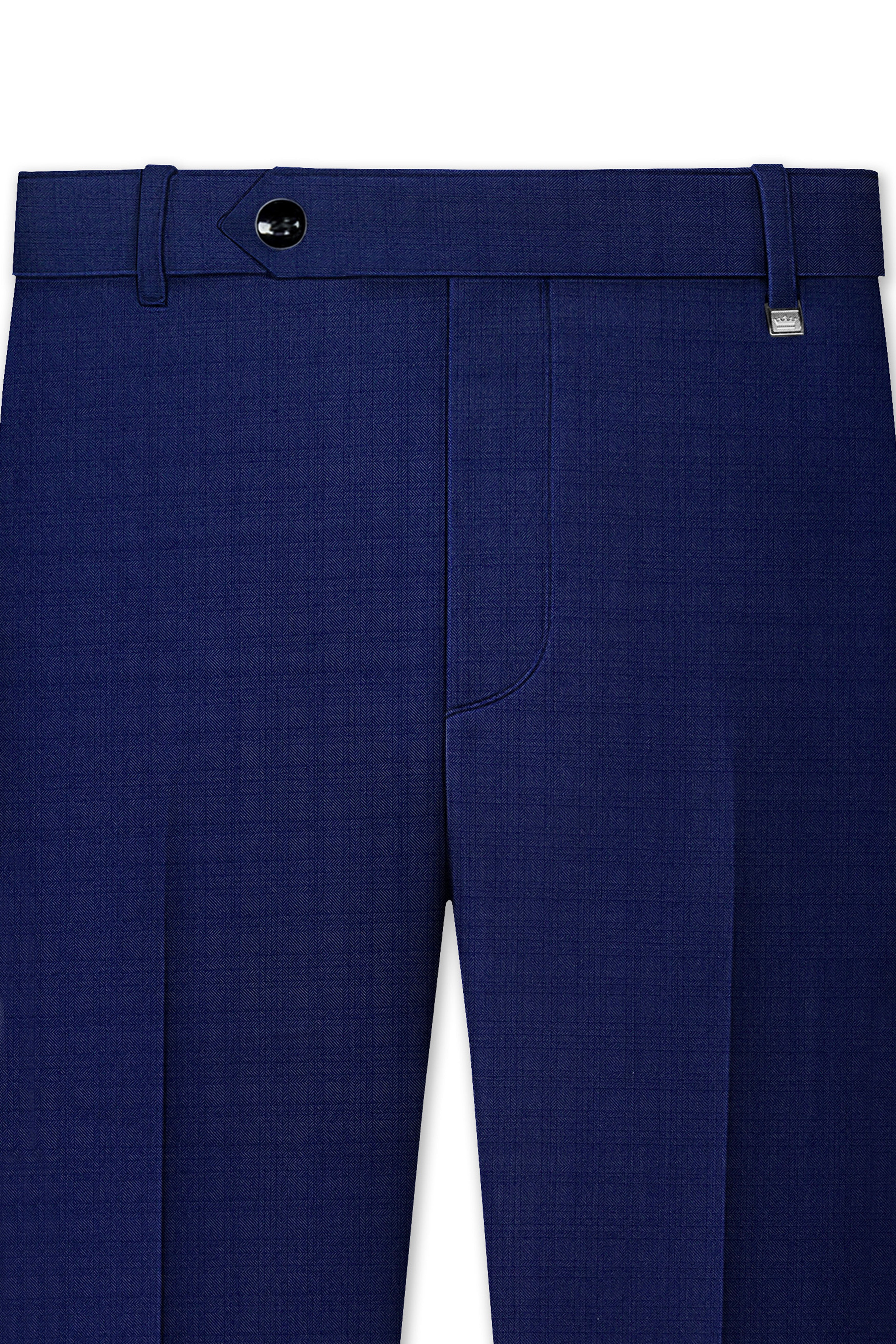 Bluvoro-Space Blue Textured Wool Rich Single Breasted Suit
