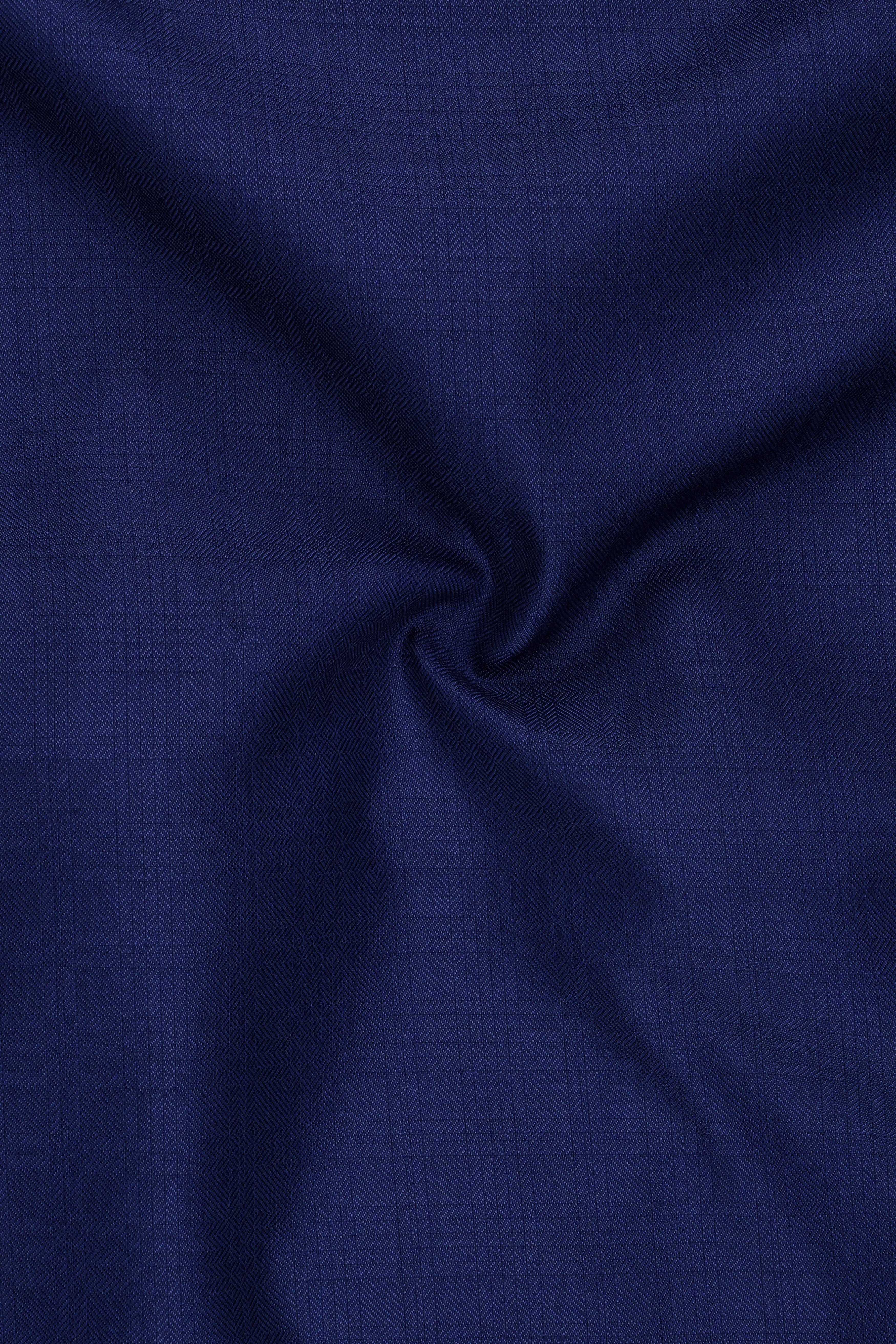 Bluvoro-Space Blue Textured Wool Rich Single Breasted Suit
