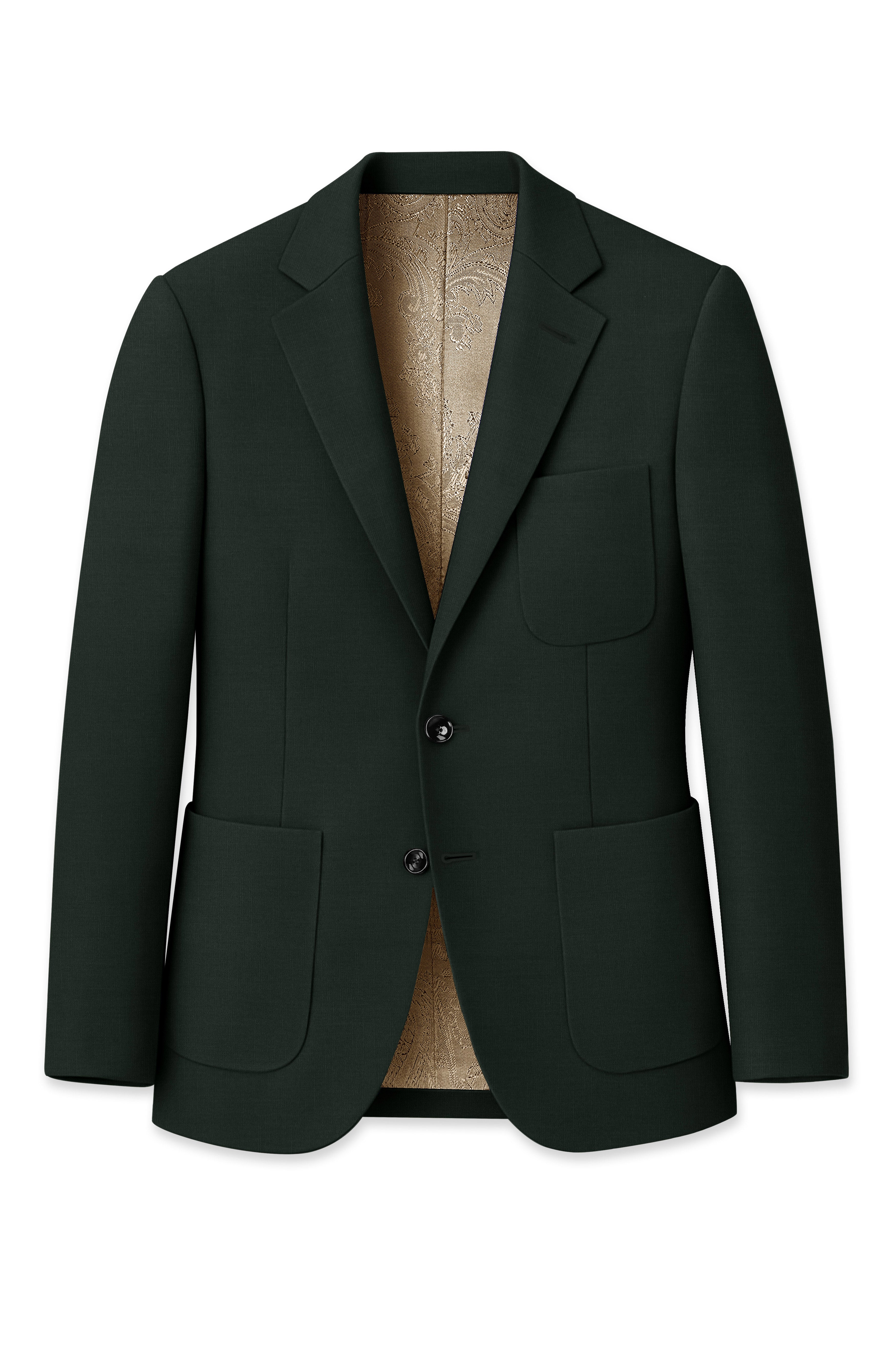 Virenza-Rangoon Green Solid Premium Cotton Single Breasted Sports Suit