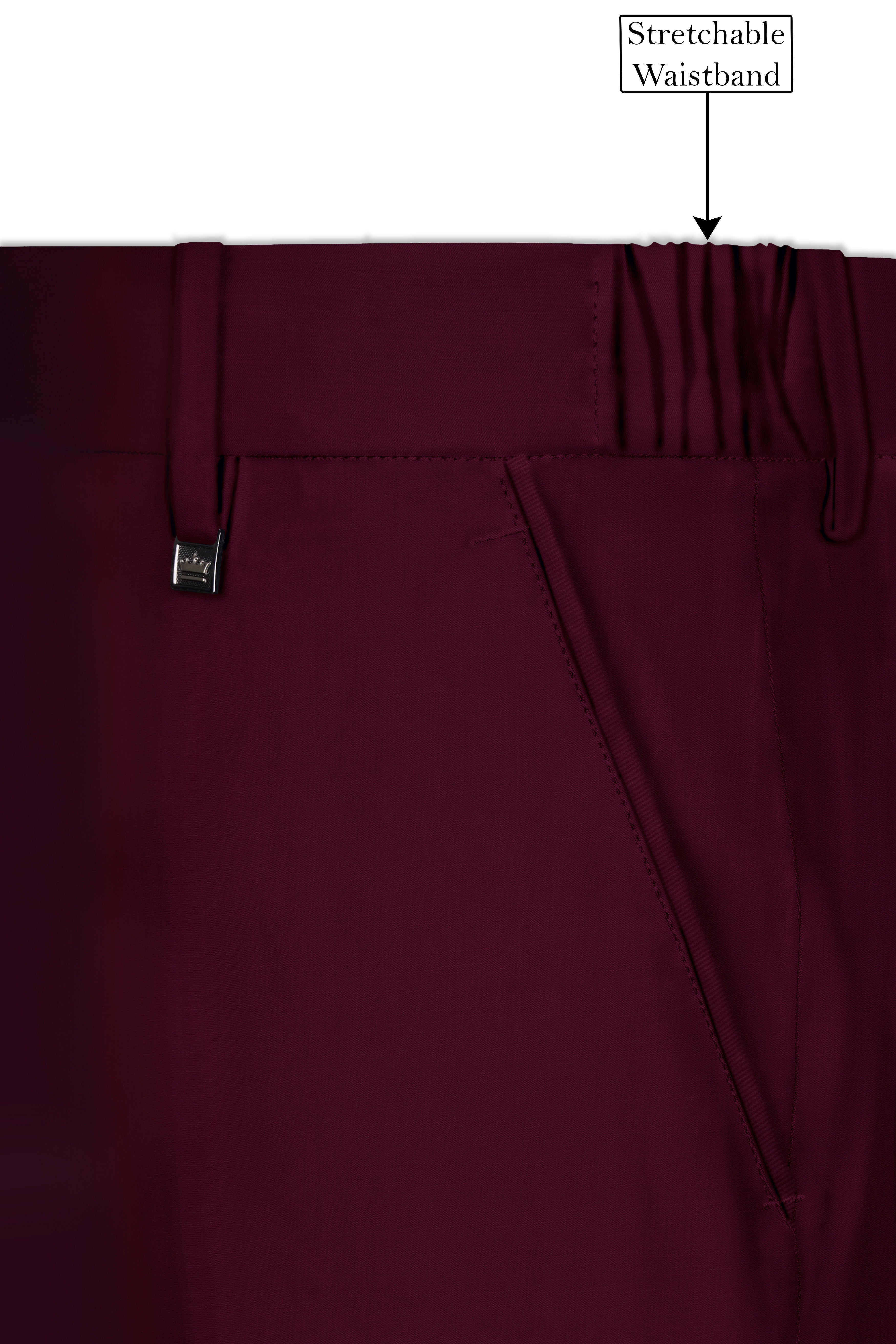 Regal Maroon-Tamarind With Blue Peak Lepal Solid Wool Rich Tuxedo Suit