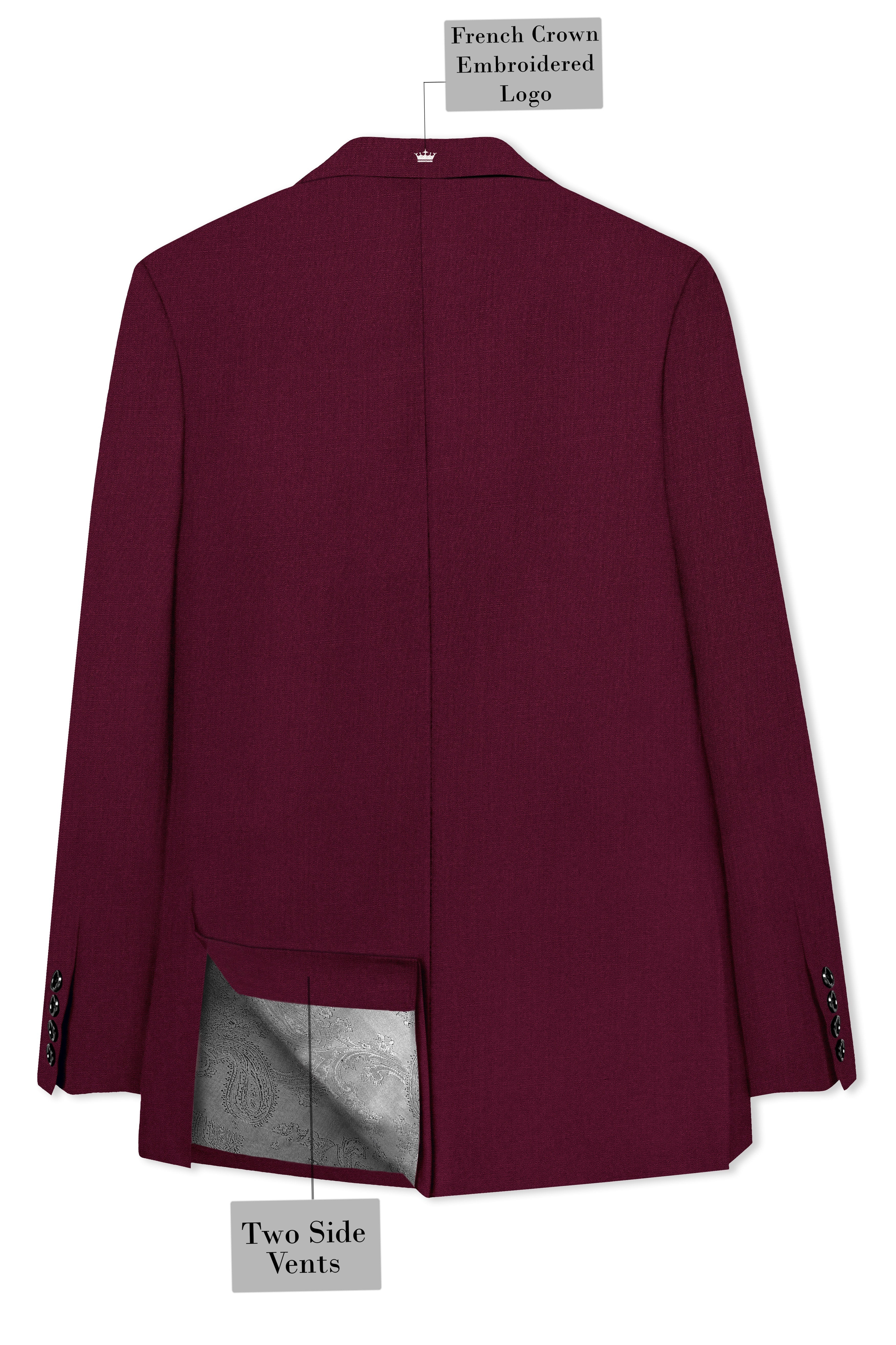 Regal Maroon-Tamarind With Blue Peak Lepal Solid Wool Rich Tuxedo Suit