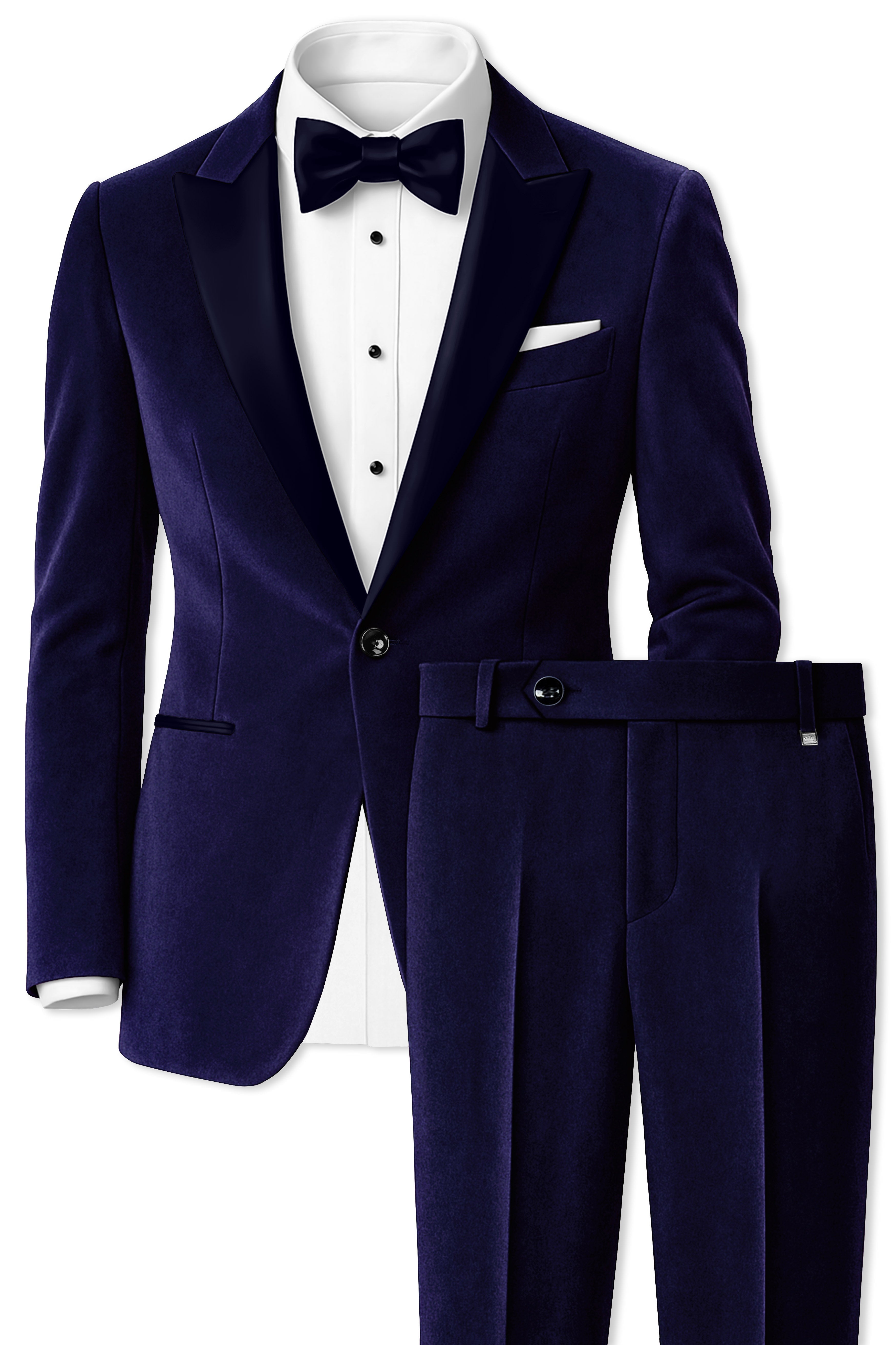 Azurion-Royal Blue With Blue Peak Lepal Velvet Tuxedo Suit
