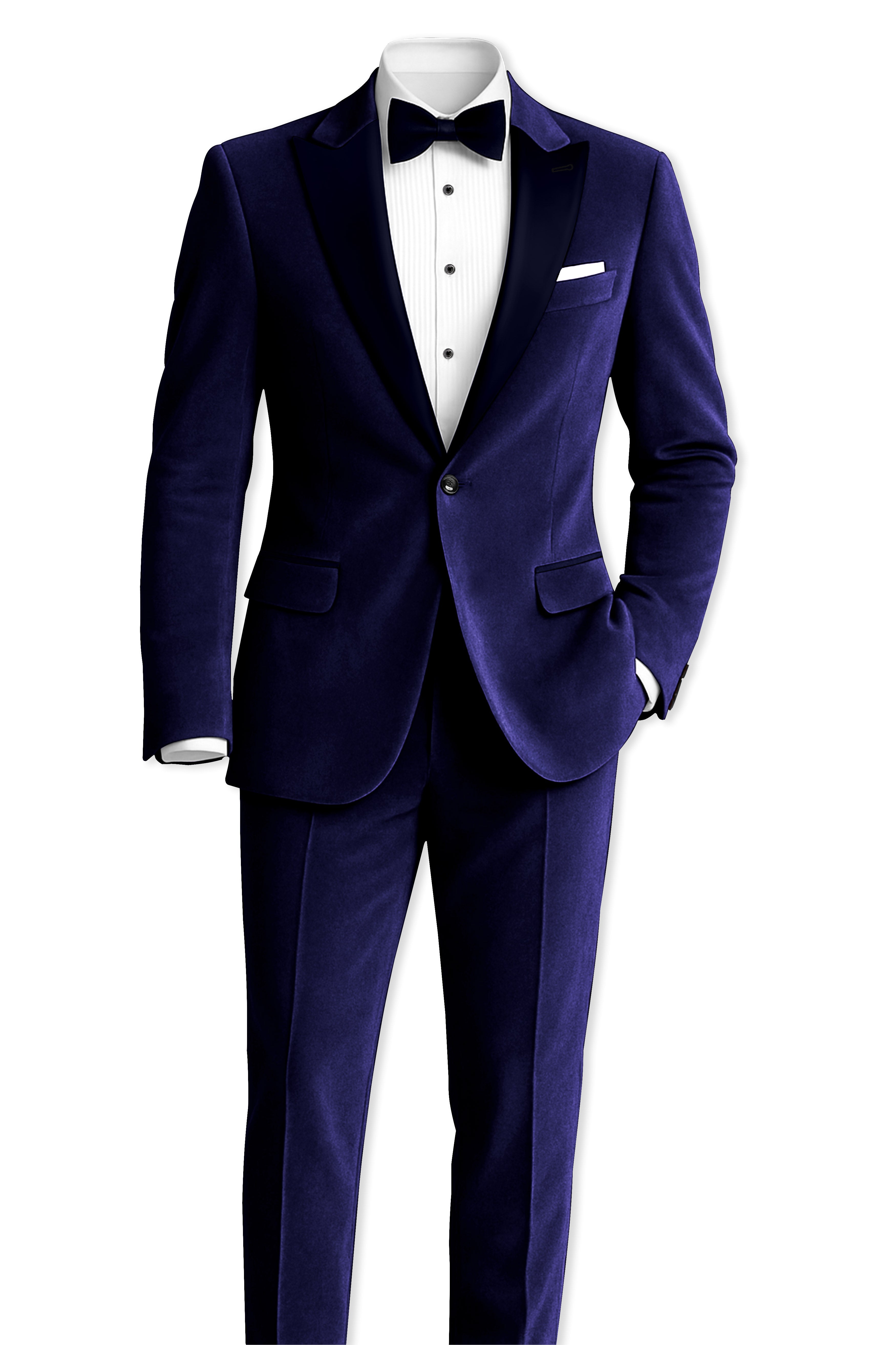 Azurion-Royal Blue With Blue Peak Lepal Velvet Tuxedo Suit