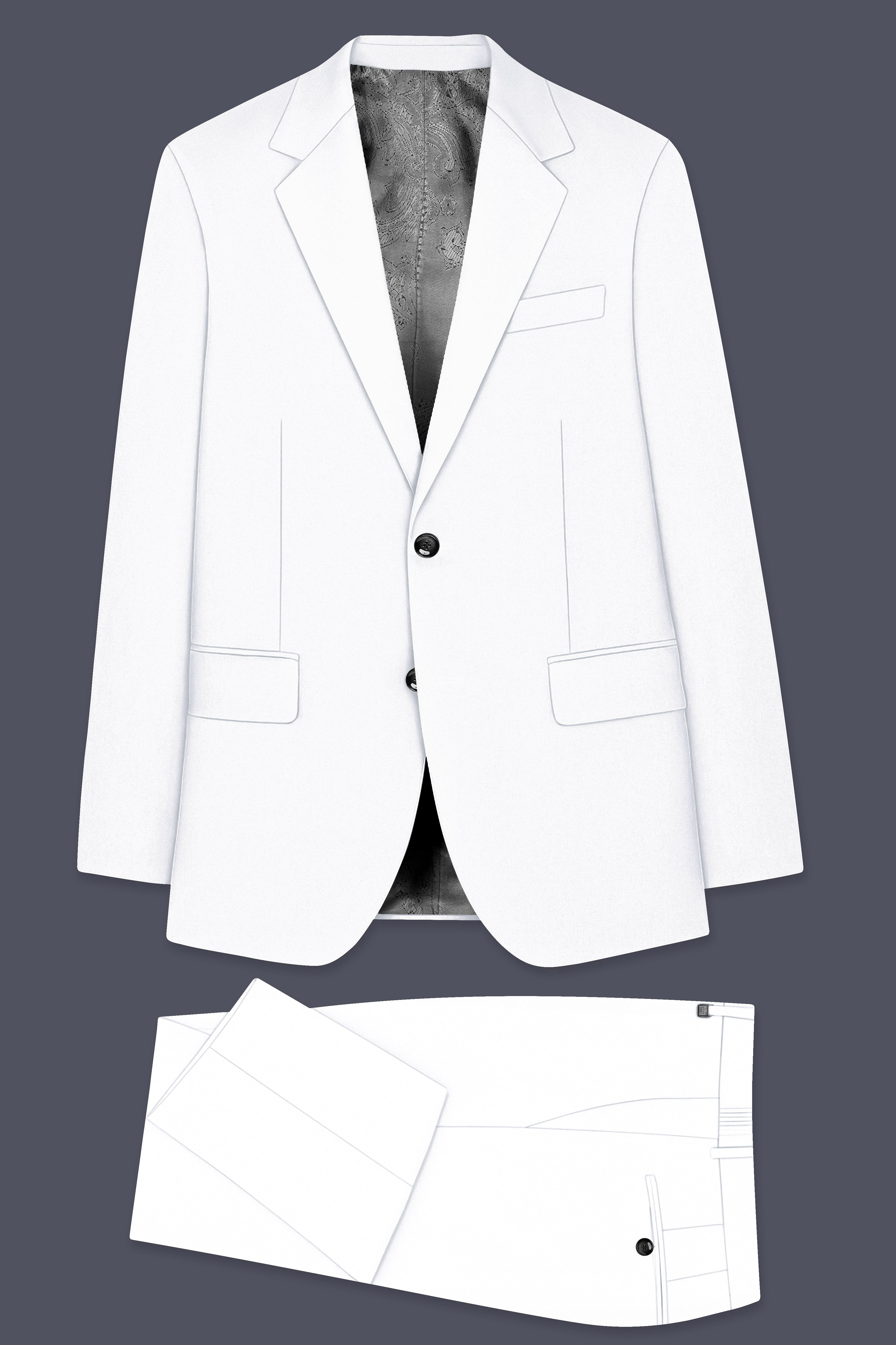 Shiro-Japanese Bright White 4-Way Stretch Wrinkle-Free Wool Rich Single Breasted Suit