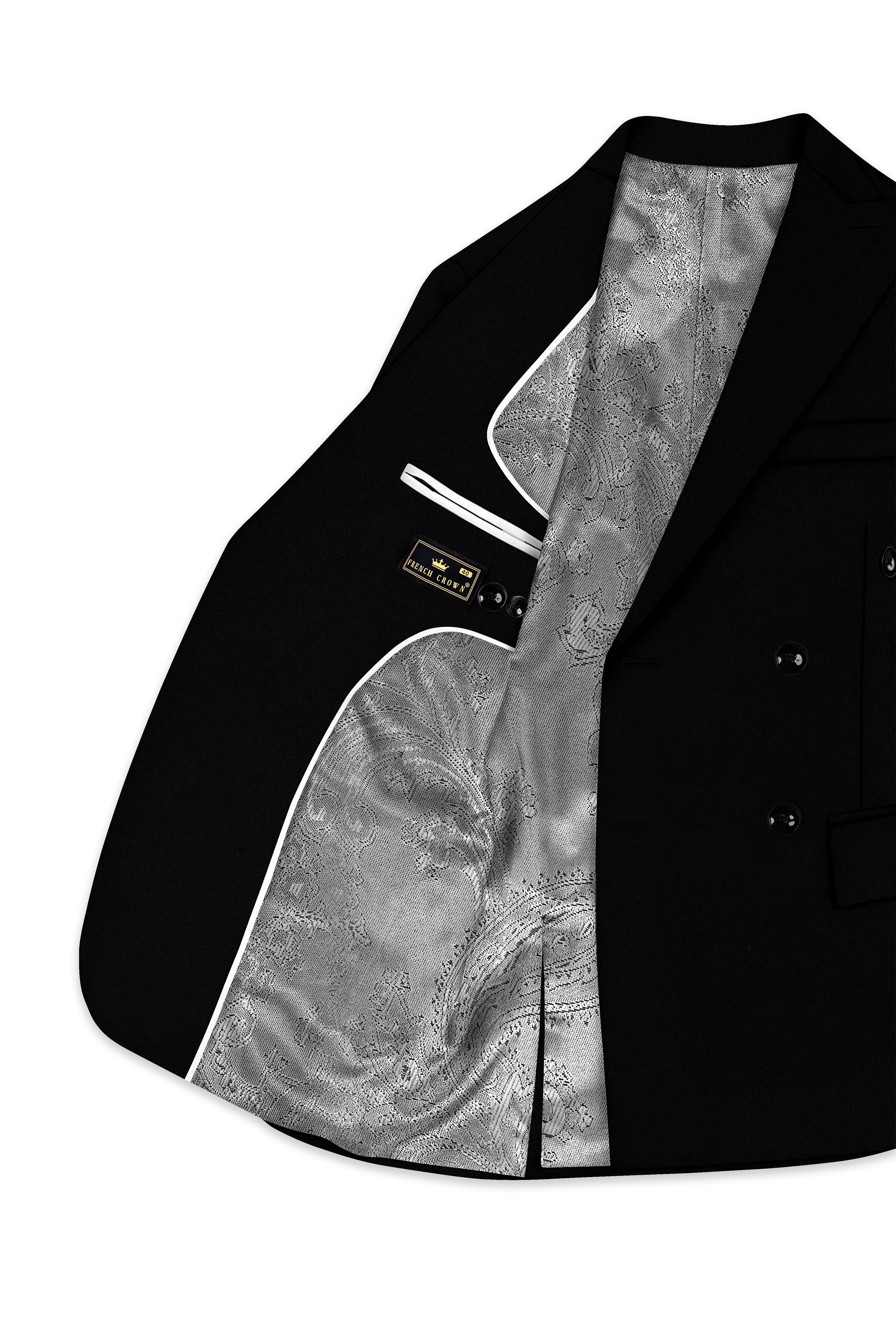 Kuro-Japanese Jade Black 4-Way Stretch Wrinkle-Free Wool Rich Double Breasted Suit