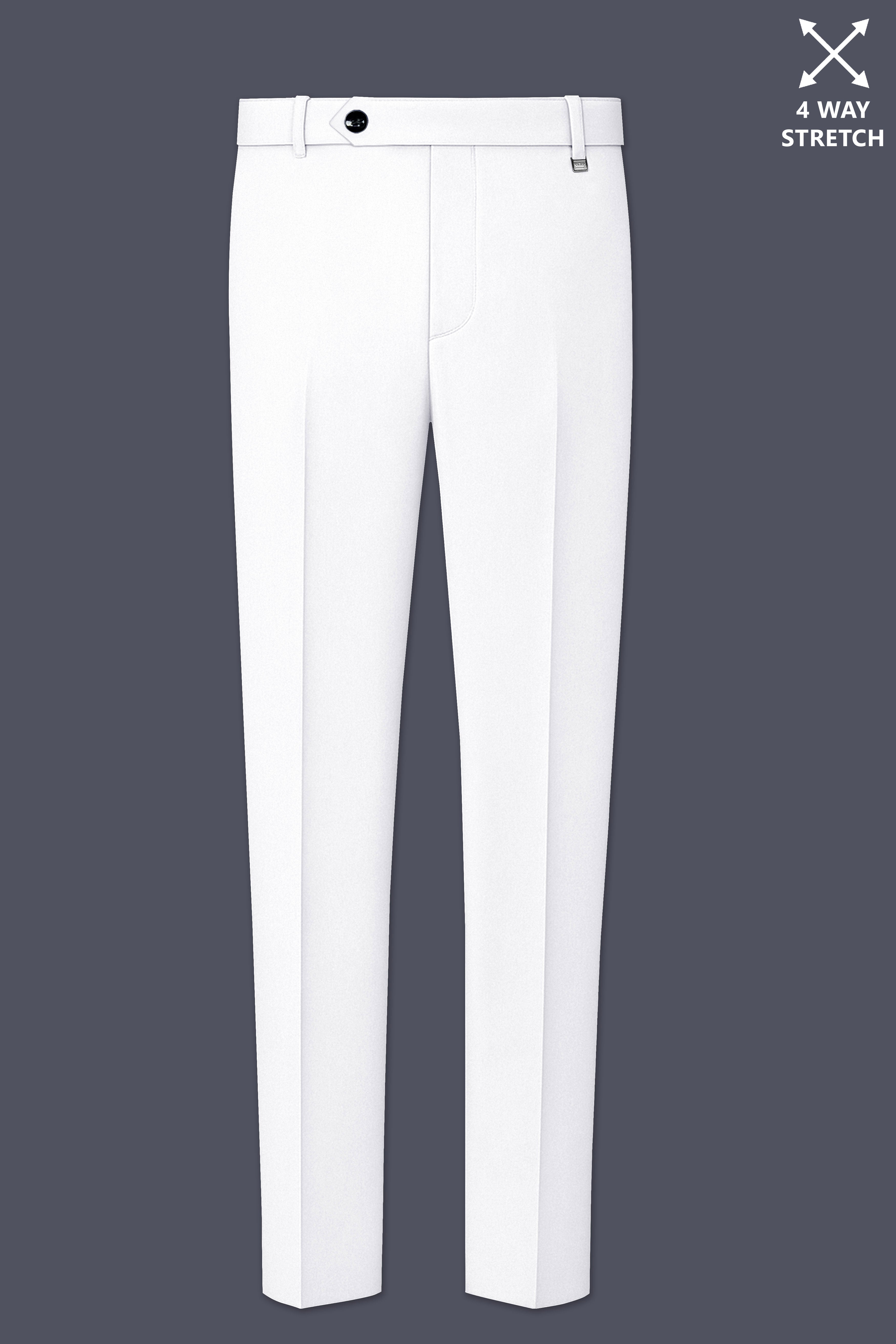 Shiro-Japanese Bright White 4-Way Stretch Wrinkle-Free Wool Rich Double Breasted Suit