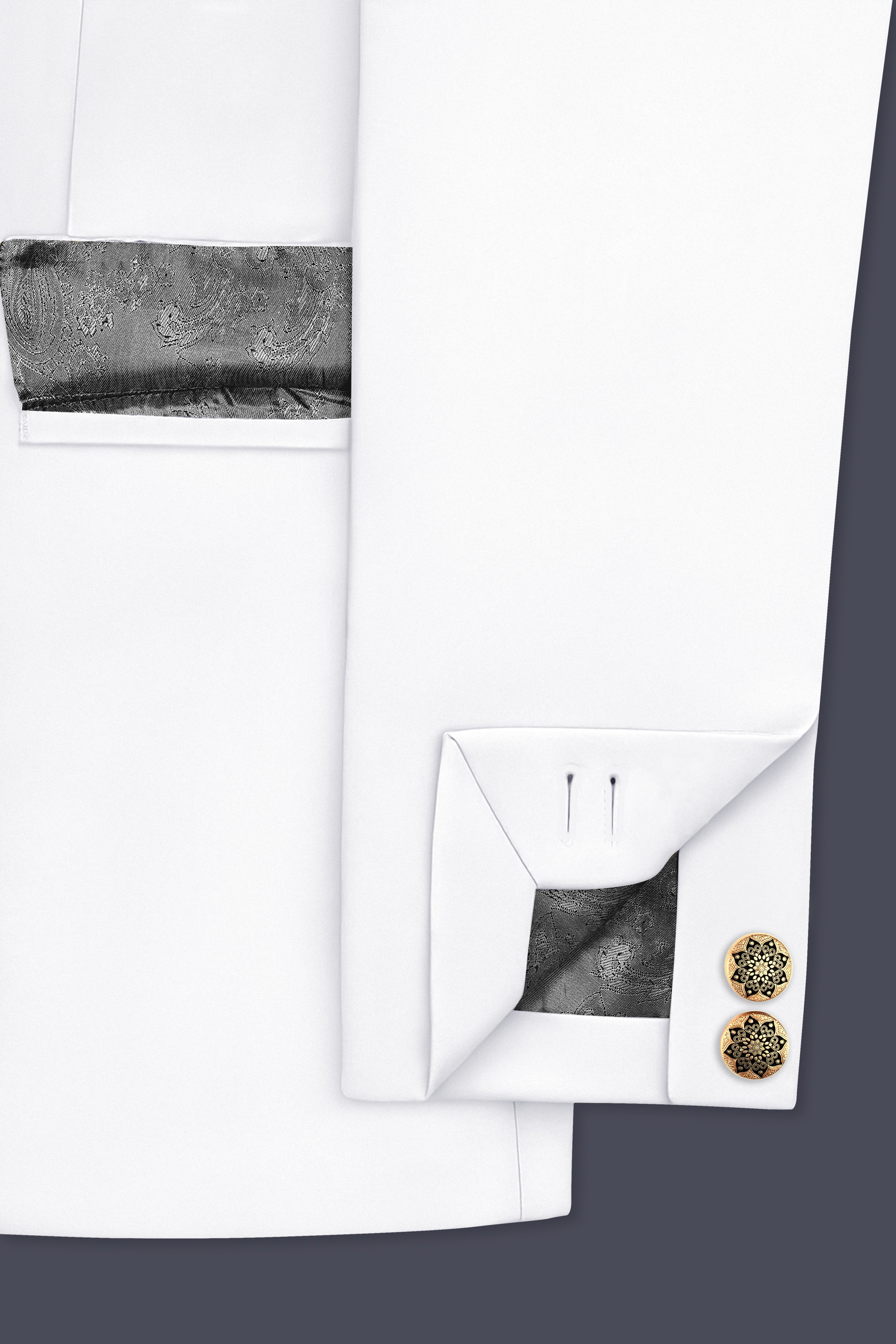 Shiro-Japanese Bright White 4-Way Stretch Wrinkle-Free Wool Rich Cross Placket Bandhgala Suit