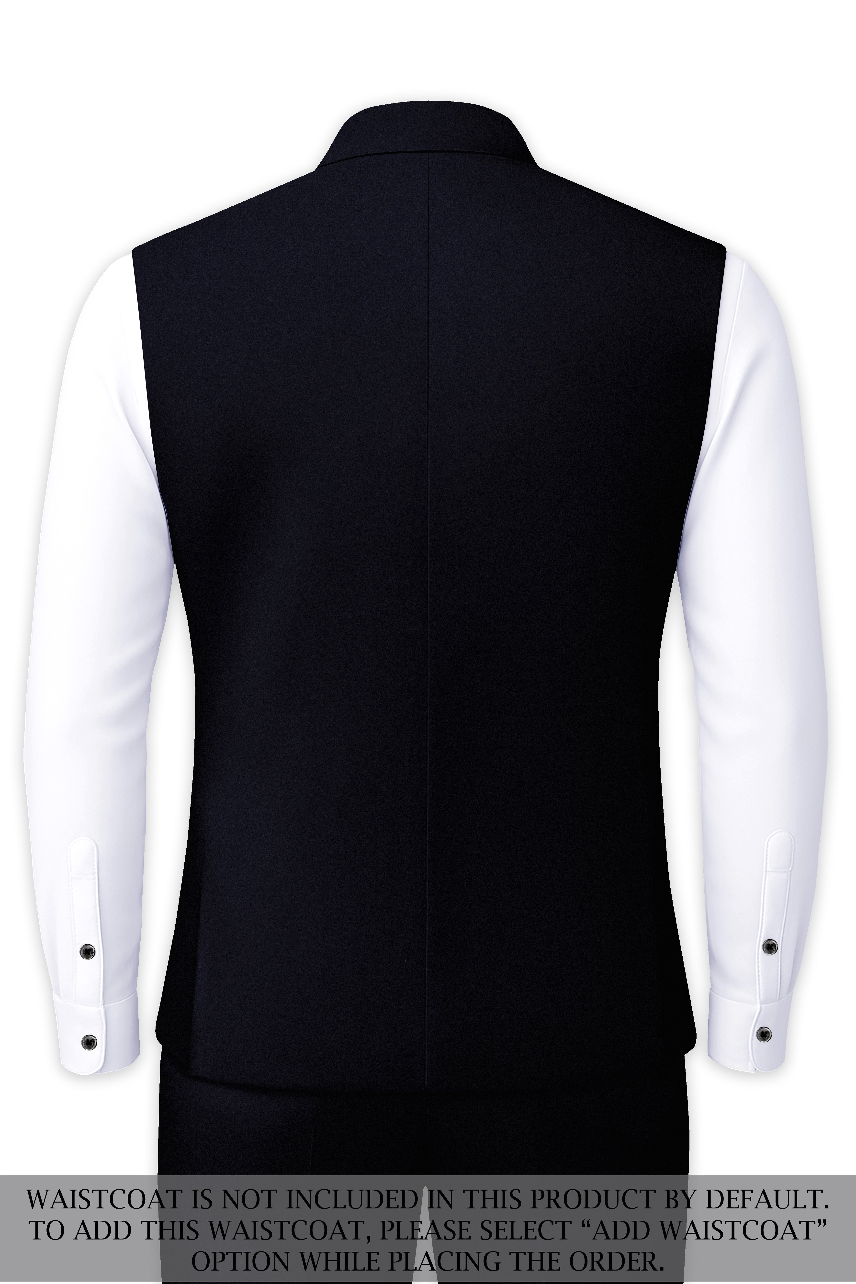 Aozora-Japanese Marine Blue 4-Way Stretch Wrinkle-Free Wool Rich Cross Placket Bandhgala Suit