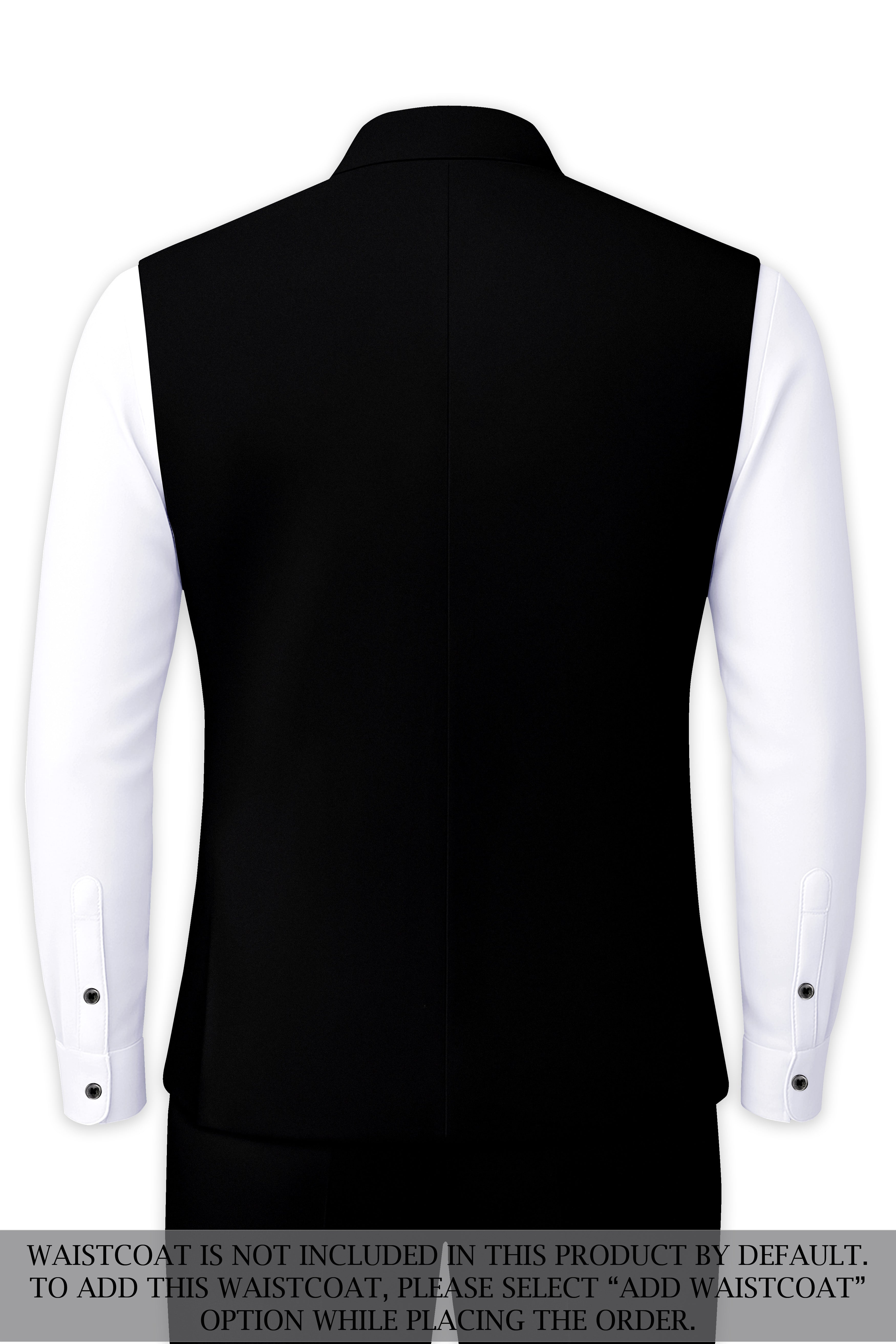 Kuro-Japanese Jade Black 4-Way Stretch Wrinkle-Free Wool Rich Bandhgala Suit