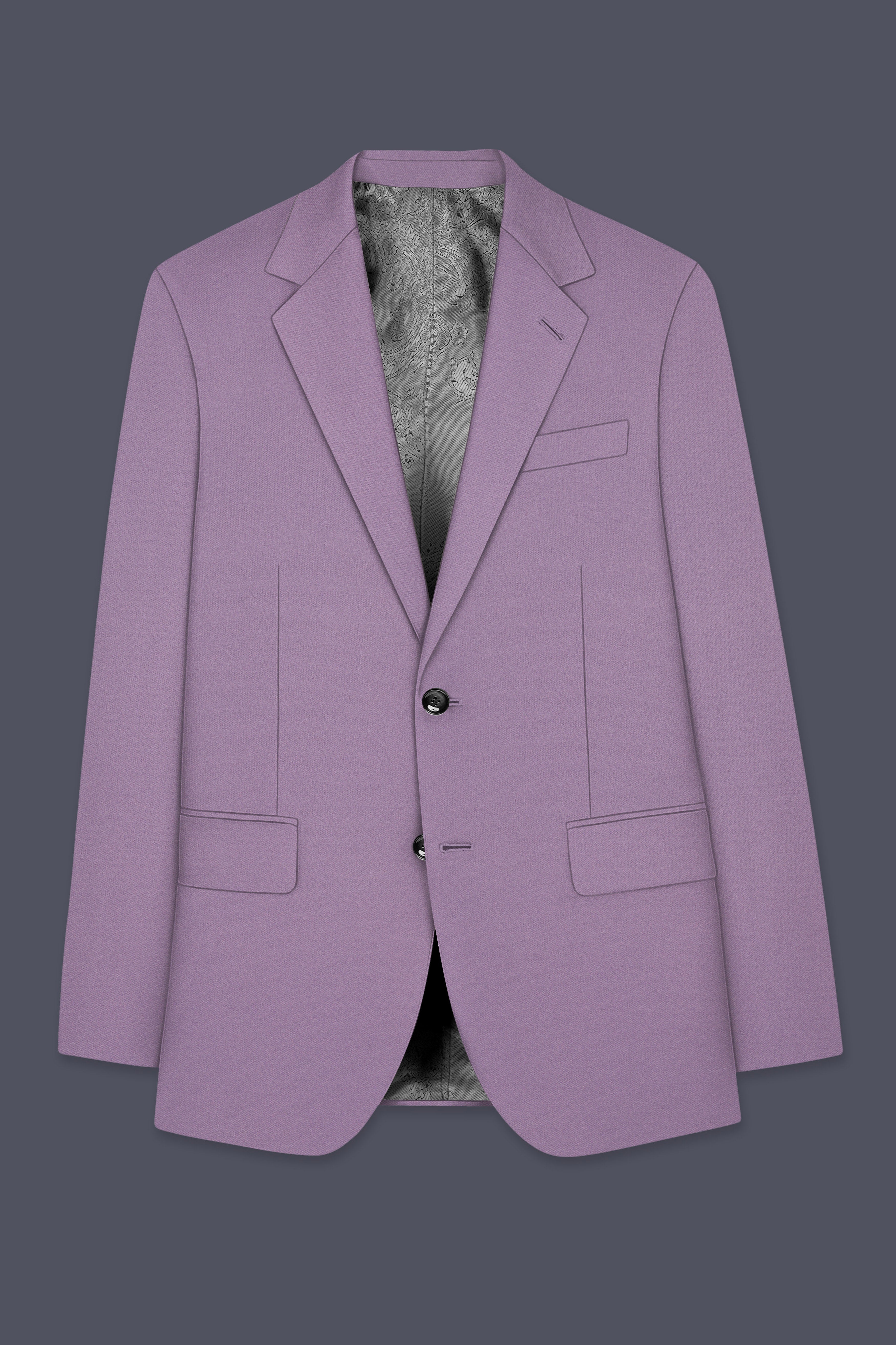Violeto-Korean Mobster Purple 4-Way Stretch Wrinkle-Free Fluid Drape Fabric Single Breasted Suit