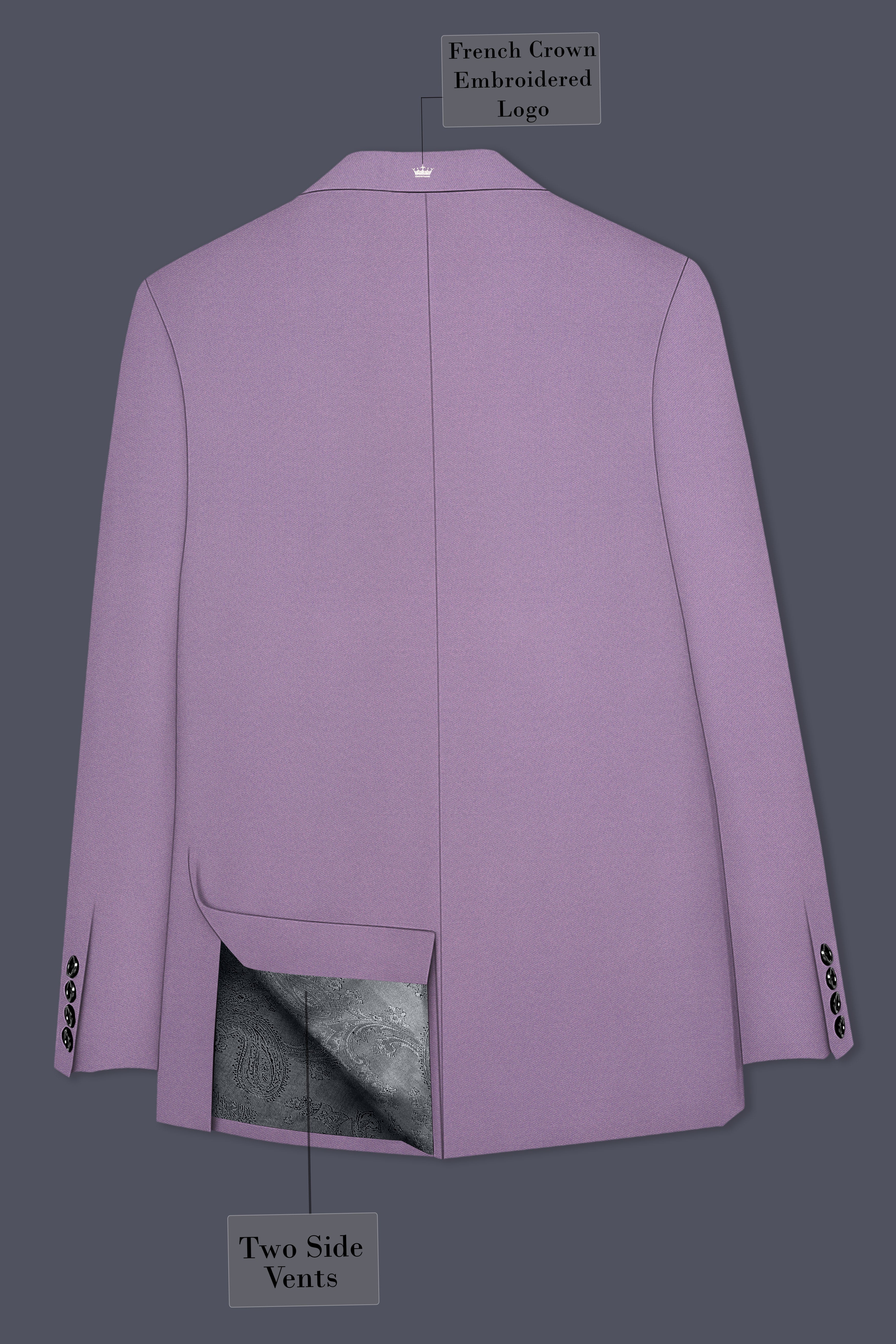 Violeto-Korean Mobster Purple 4-Way Stretch Wrinkle-Free Fluid Drape Fabric Single Breasted Suit