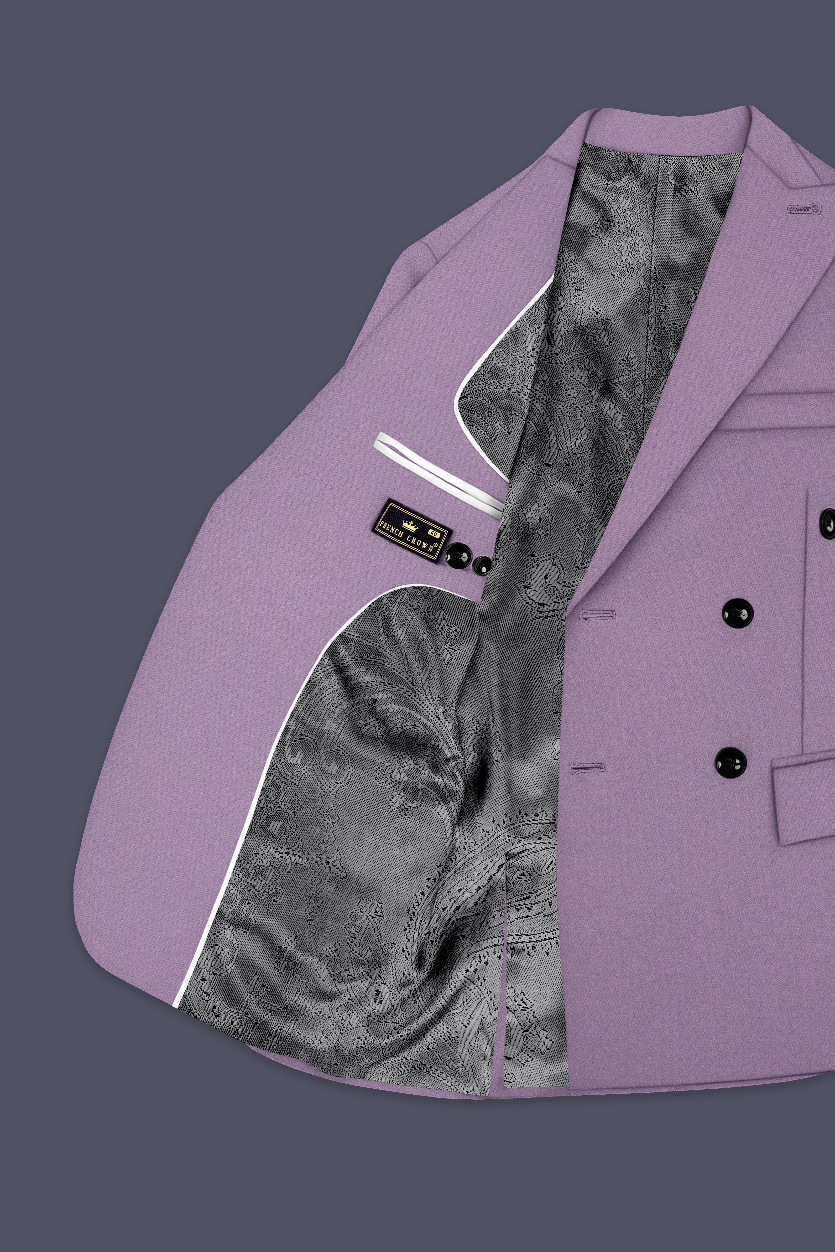 Violeto-Korean Mobster Purple 4-Way Stretch Wrinkle-Free Wool Rich Double Breasted Suit