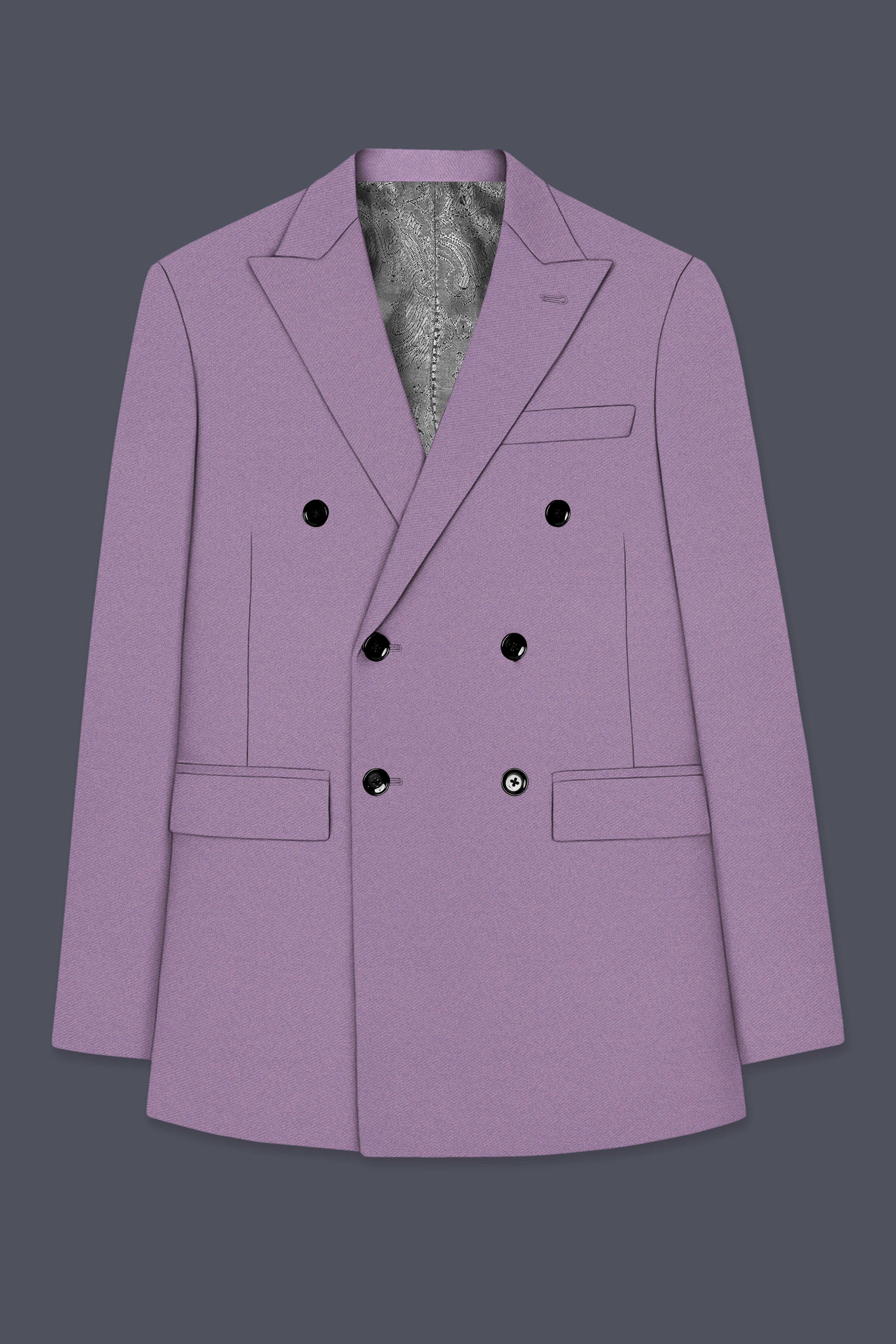 Violeto-Korean Mobster Purple 4-Way Stretch Wool Rich Double Breasted Suit