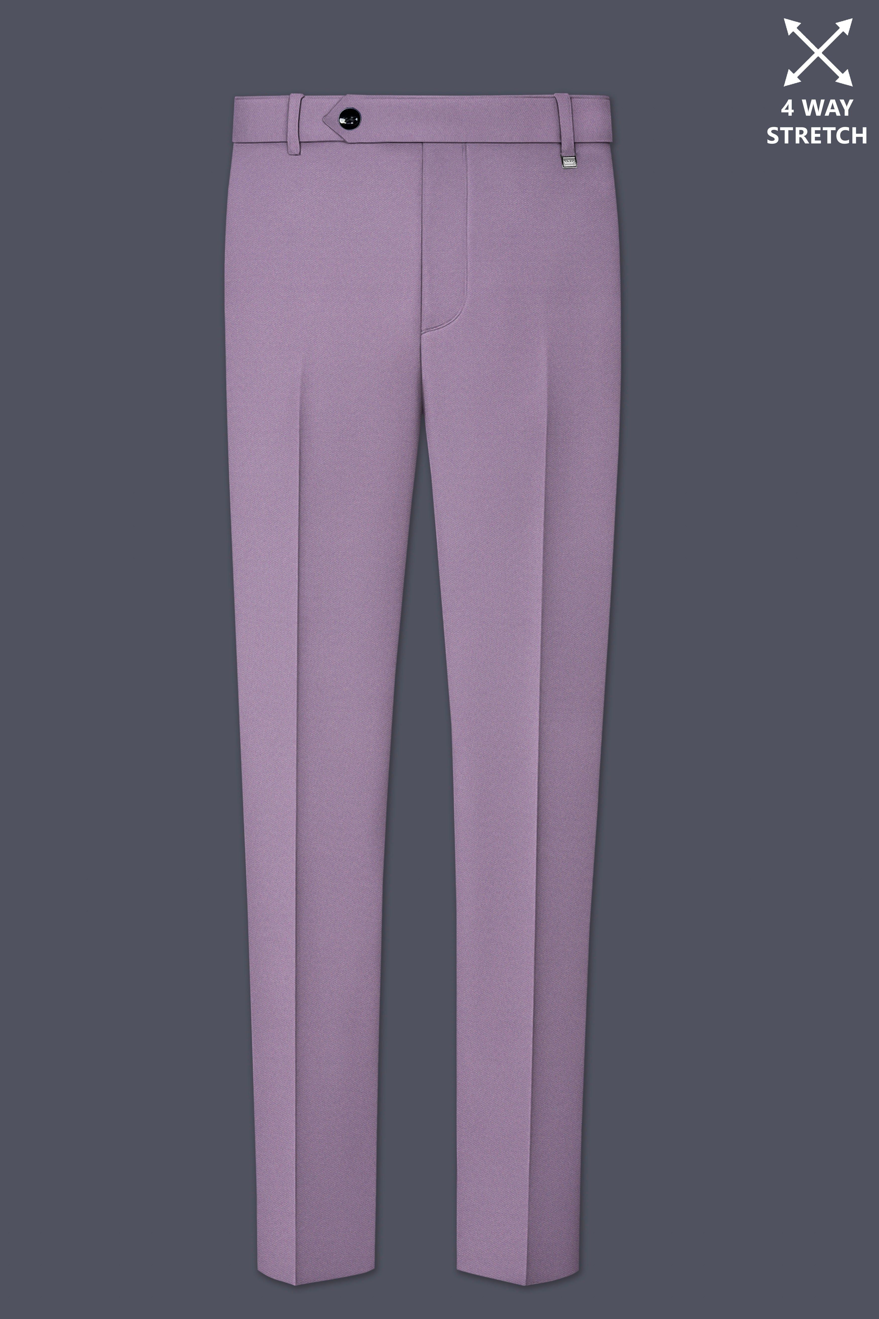 Violeto-Korean Mobster Purple 4-Way Stretch Wool Rich Cross Placket Bandhgala Suit