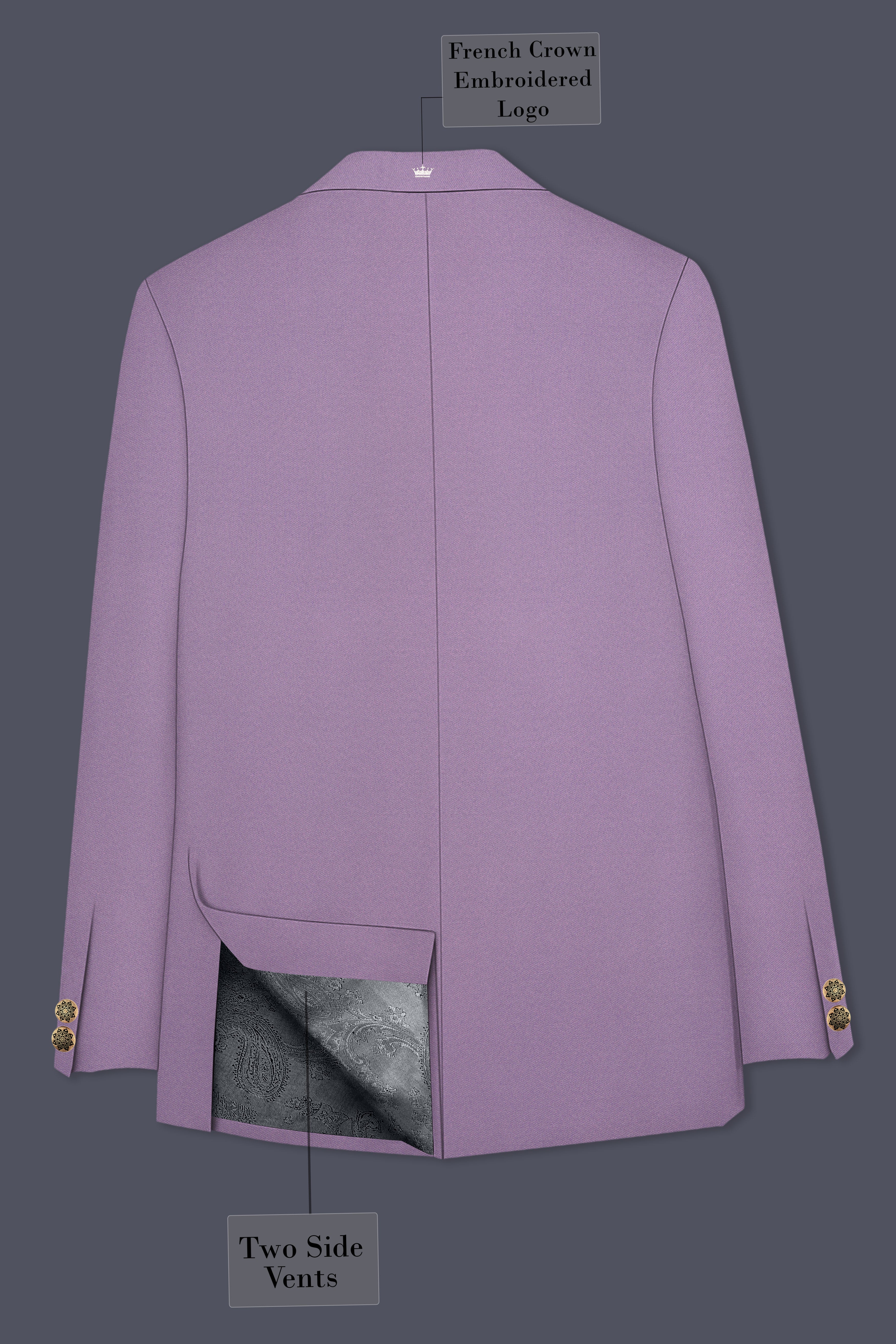 Violeto-Korean Mobster Purple 4-Way Stretch Wrinkle-Free Wool Rich Cross Placket Bandhgala Suit