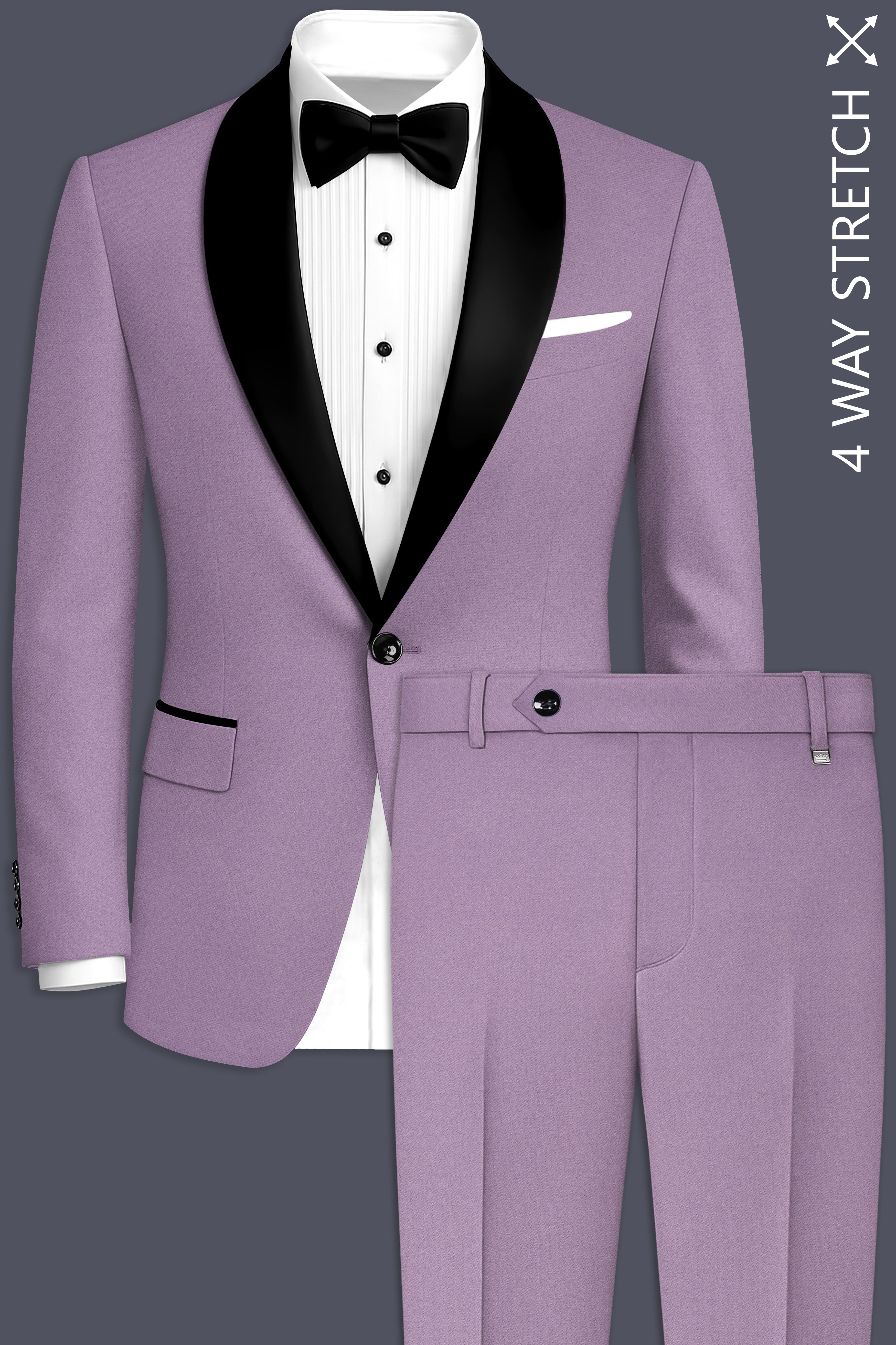 Violeto-Korean Mobster Purple 4-Way Stretch Wool Rich Tuxedo Suit