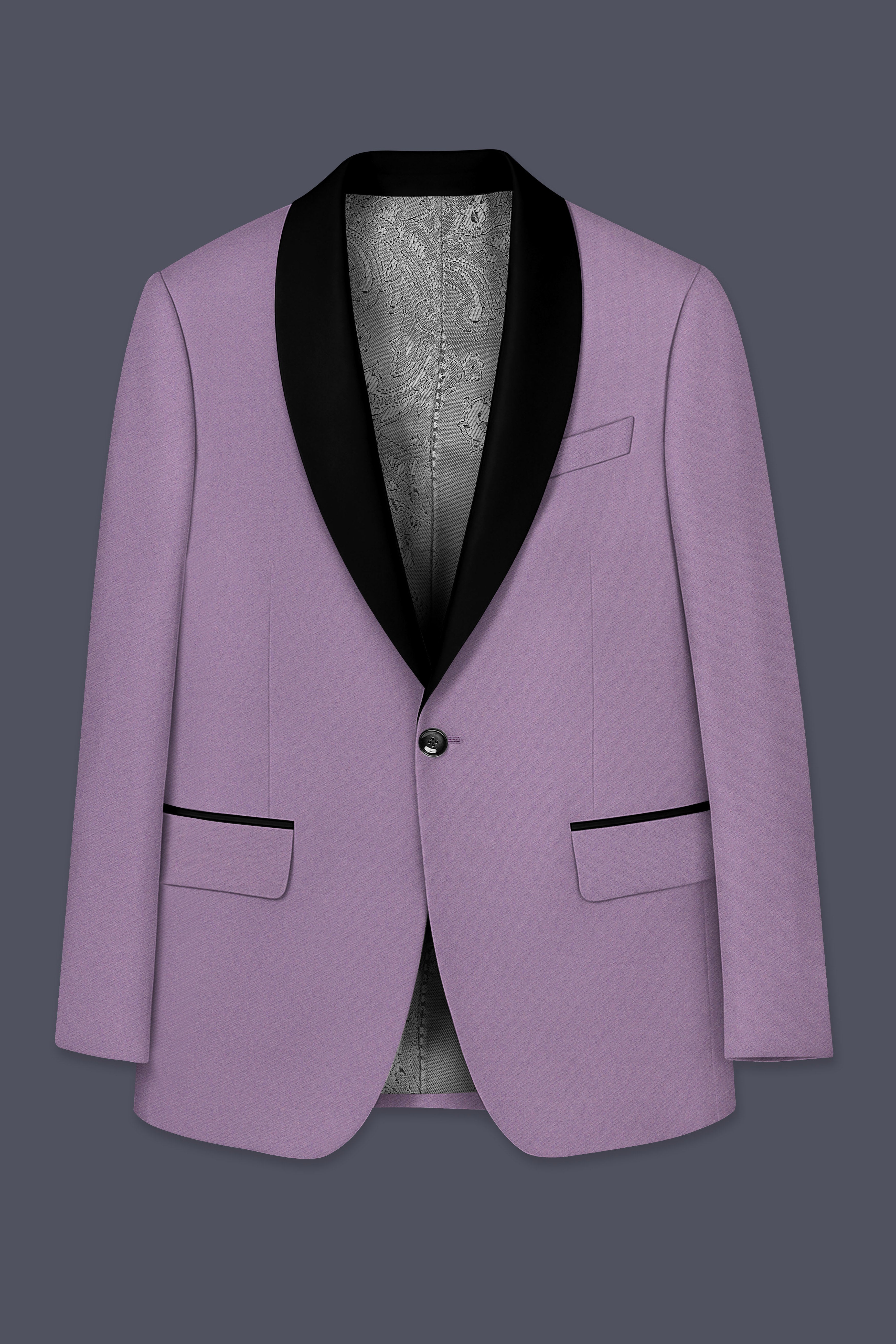 Violeto-Korean Mobster Purple 4-Way Stretch Wrinkle-Free Fluid Drape Fabric Tuxedo Suit