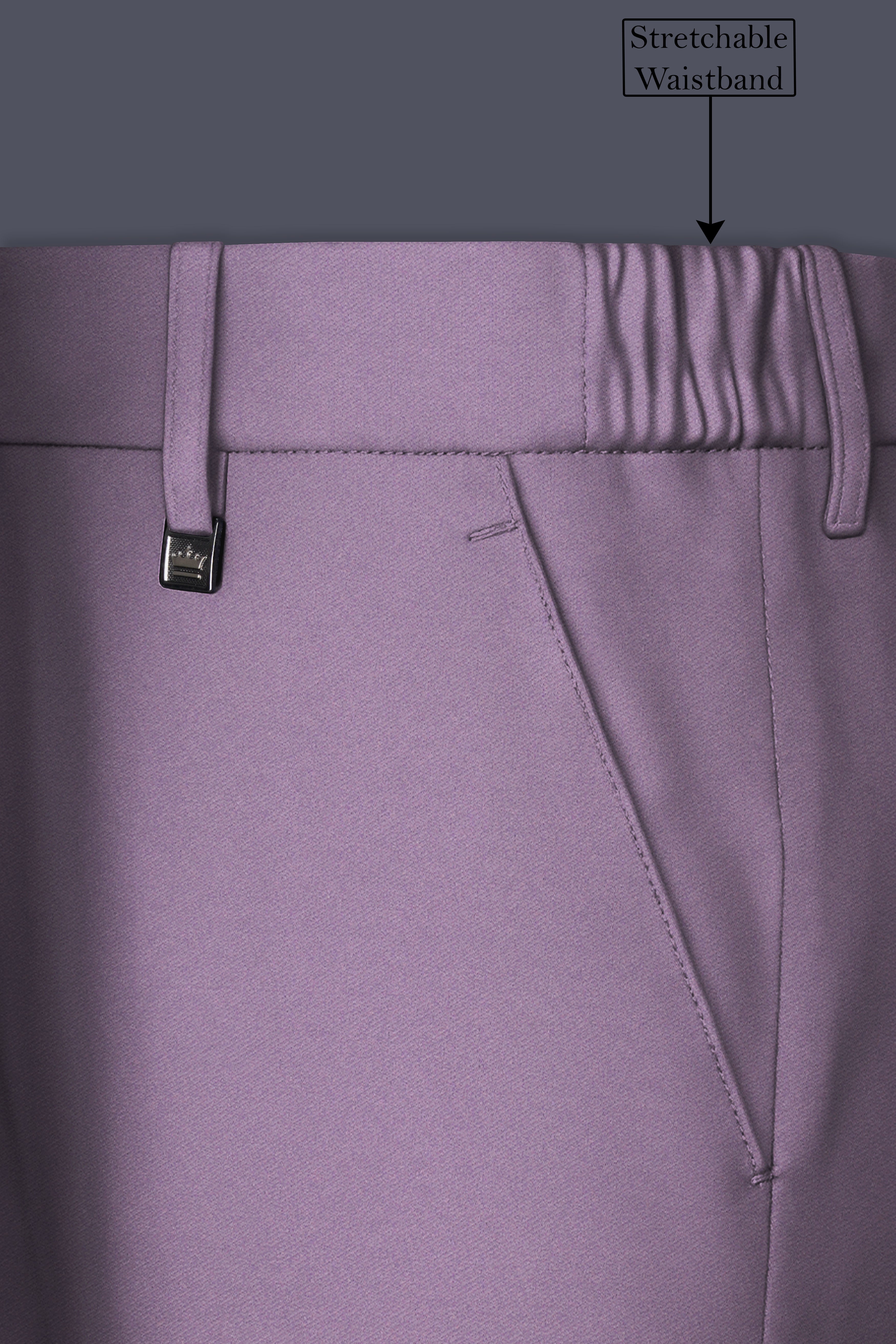 Violeto-Korean Mobster Purple 4-Way Stretch Wrinkle-Free Wool Rich Bandhgala Suit