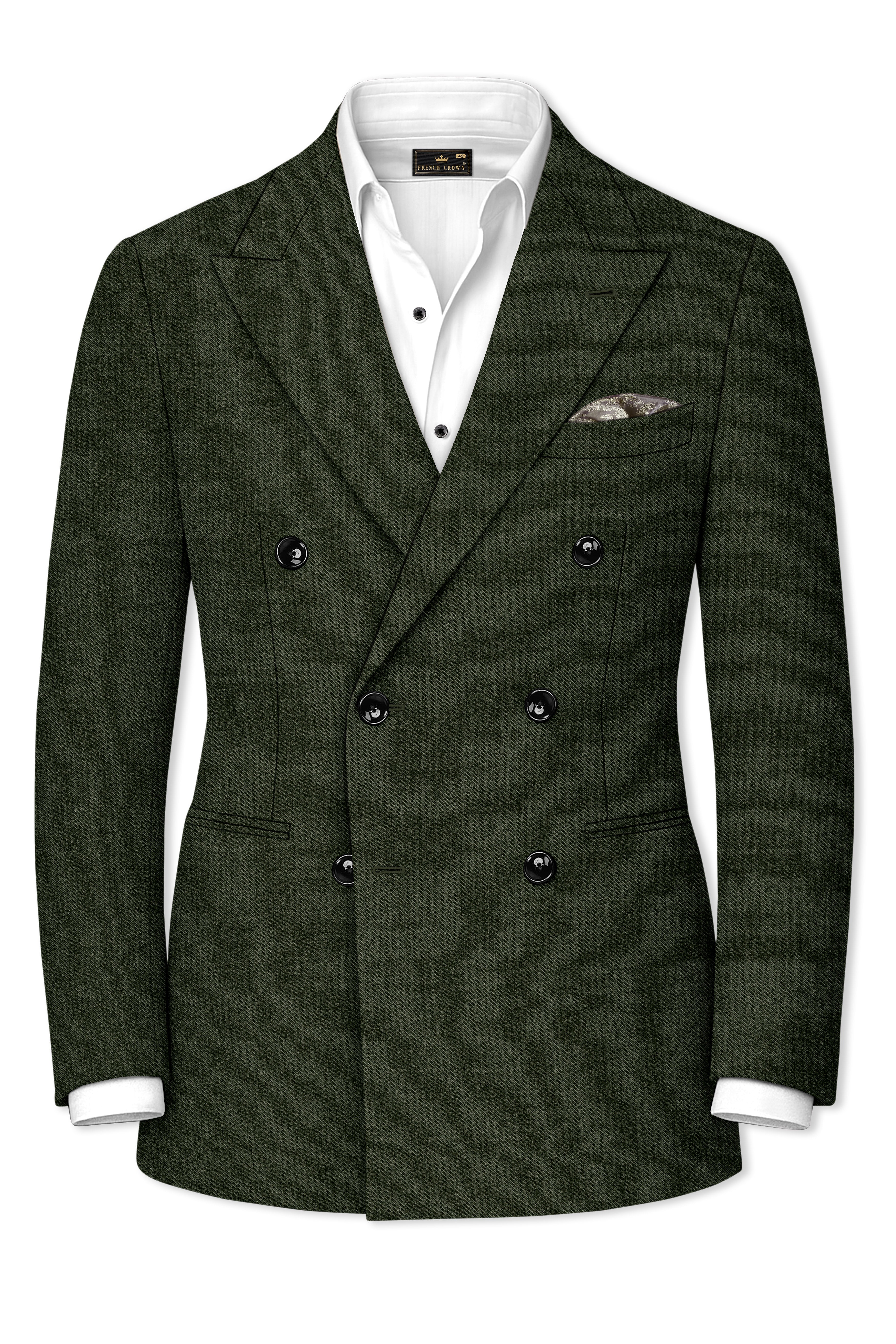 Virenza-Rangoon Green Textured Tweed Double Breasted Suit