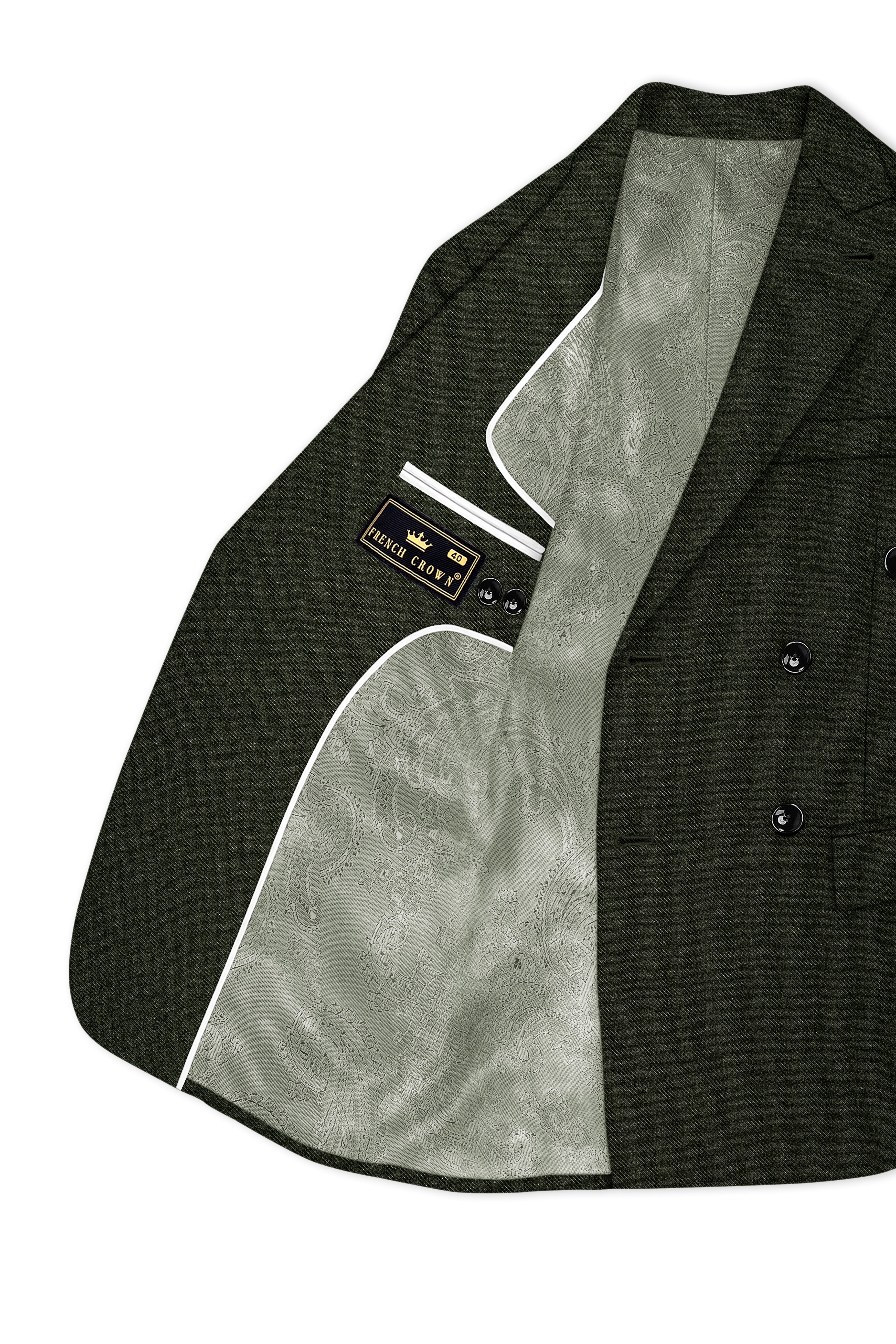 Virenza-Rangoon Green Textured Tweed Double Breasted Suit