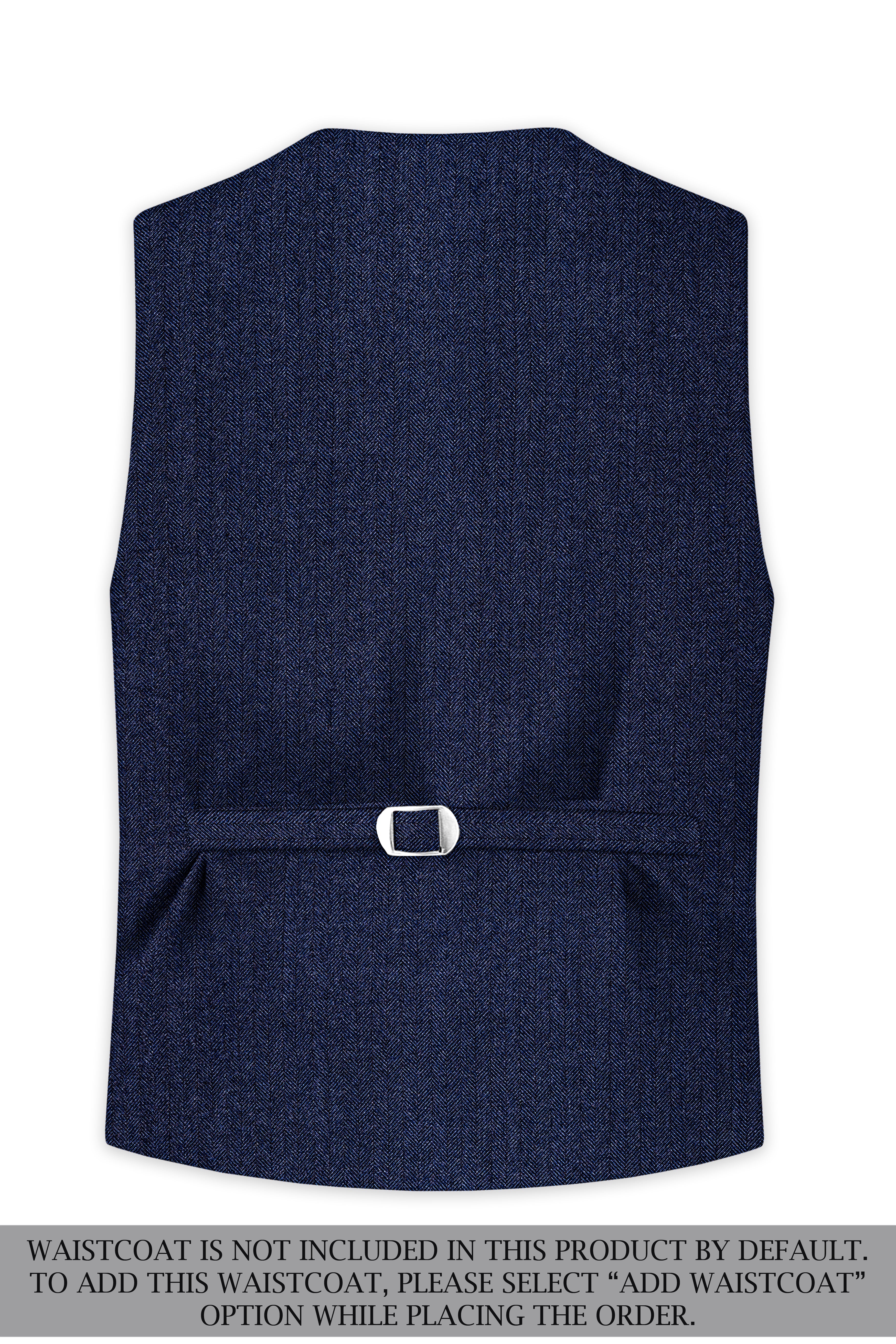 Aurevu-Vulcan Blue Herringbone Textured Tweed Double Breasted Suit