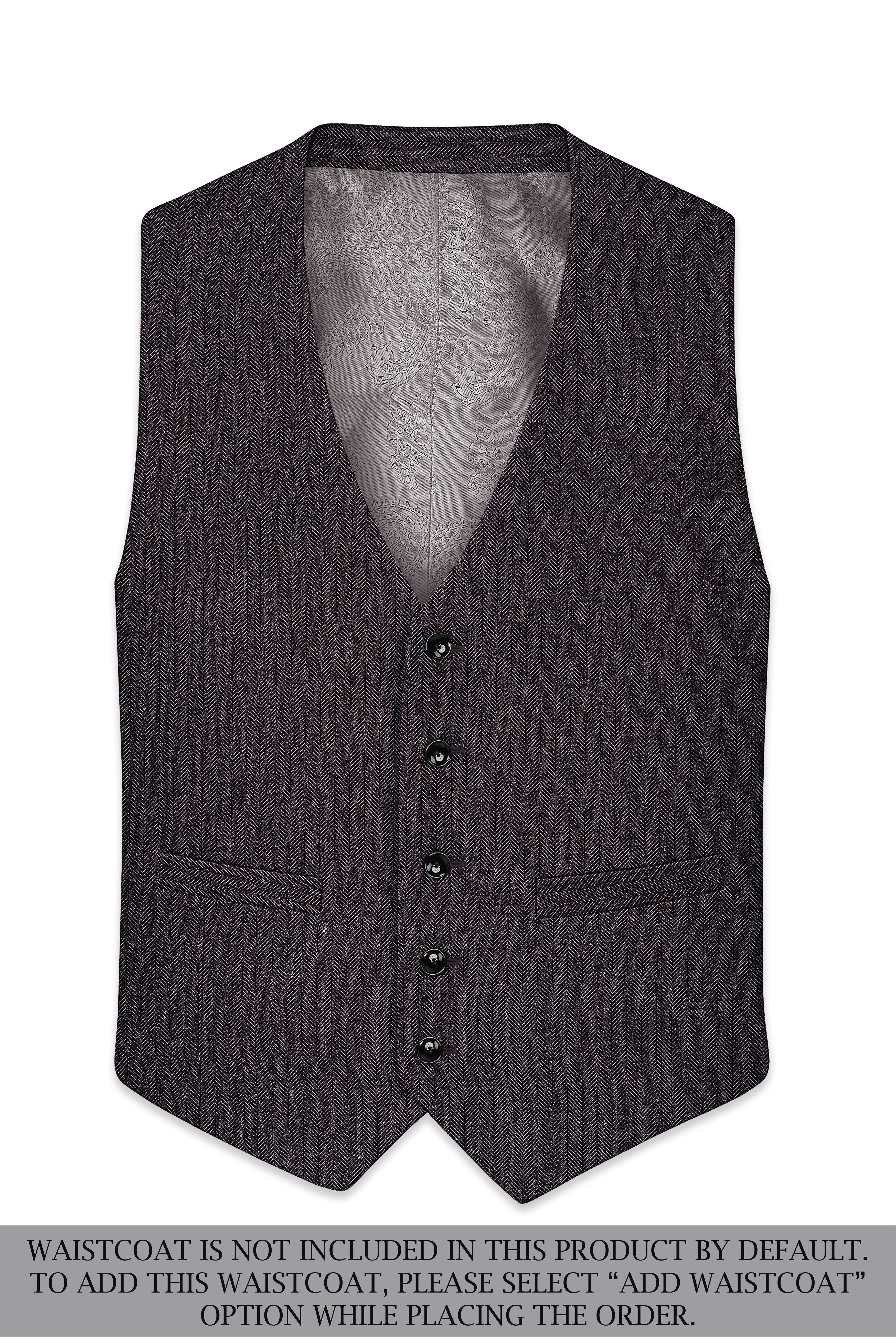 Aurezion-Zeus Brown Herringbone Textured Tweed Double Breasted Suit