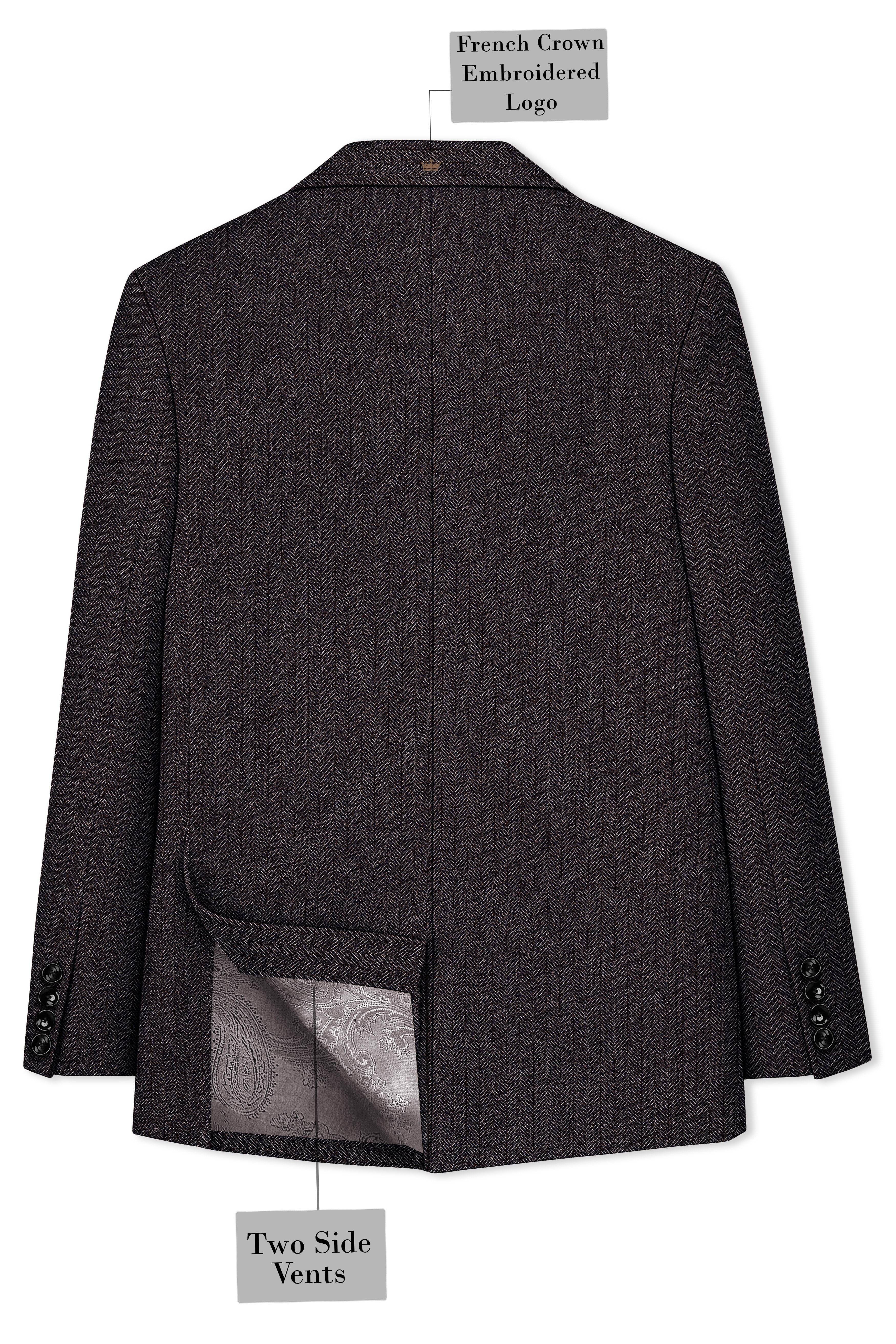 Aurezion-Zeus Brown Herringbone Textured Premium Tweed Double