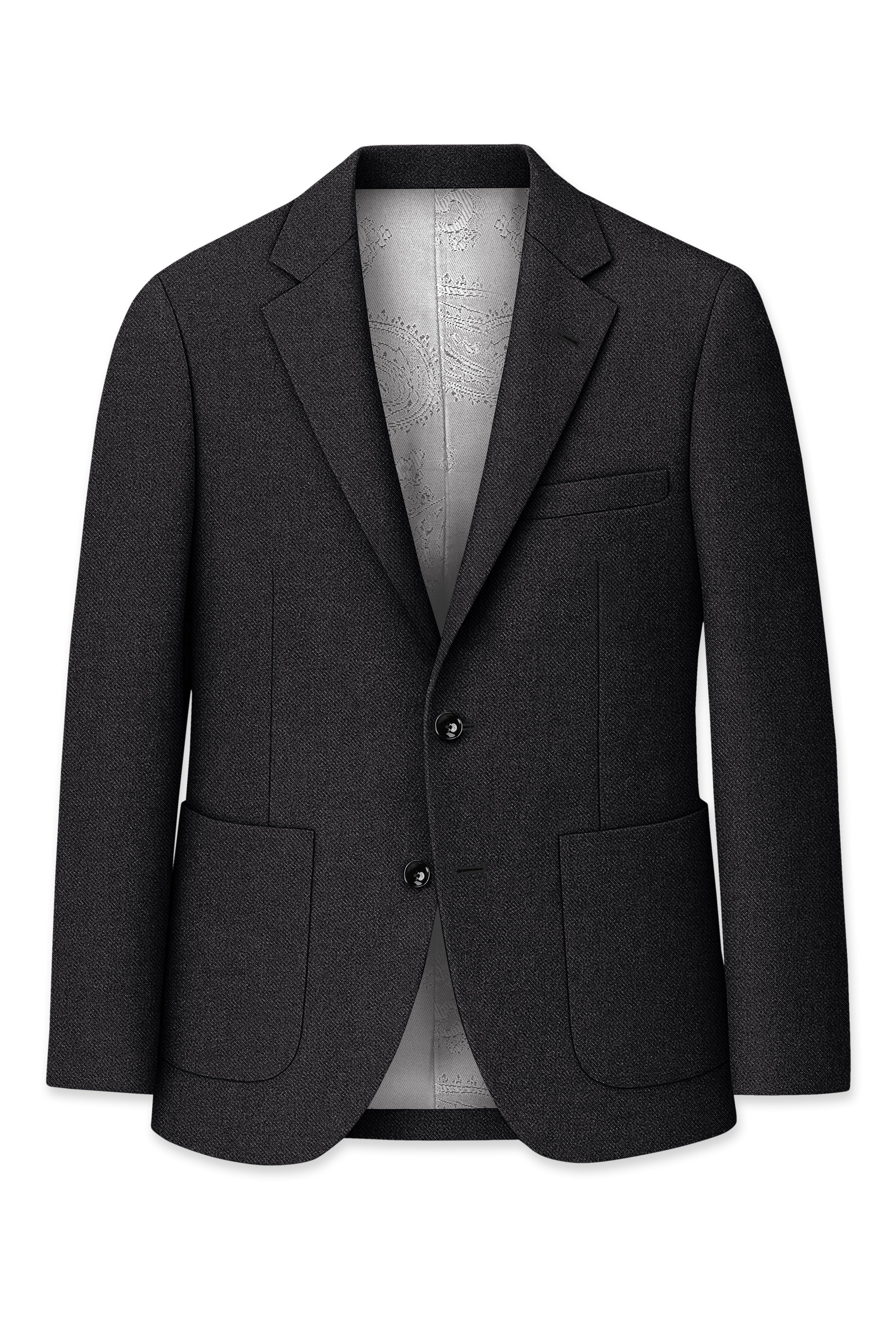 Cinerro-Mine Shaft Gray Textured Tweed Single Breasted Sports Suit