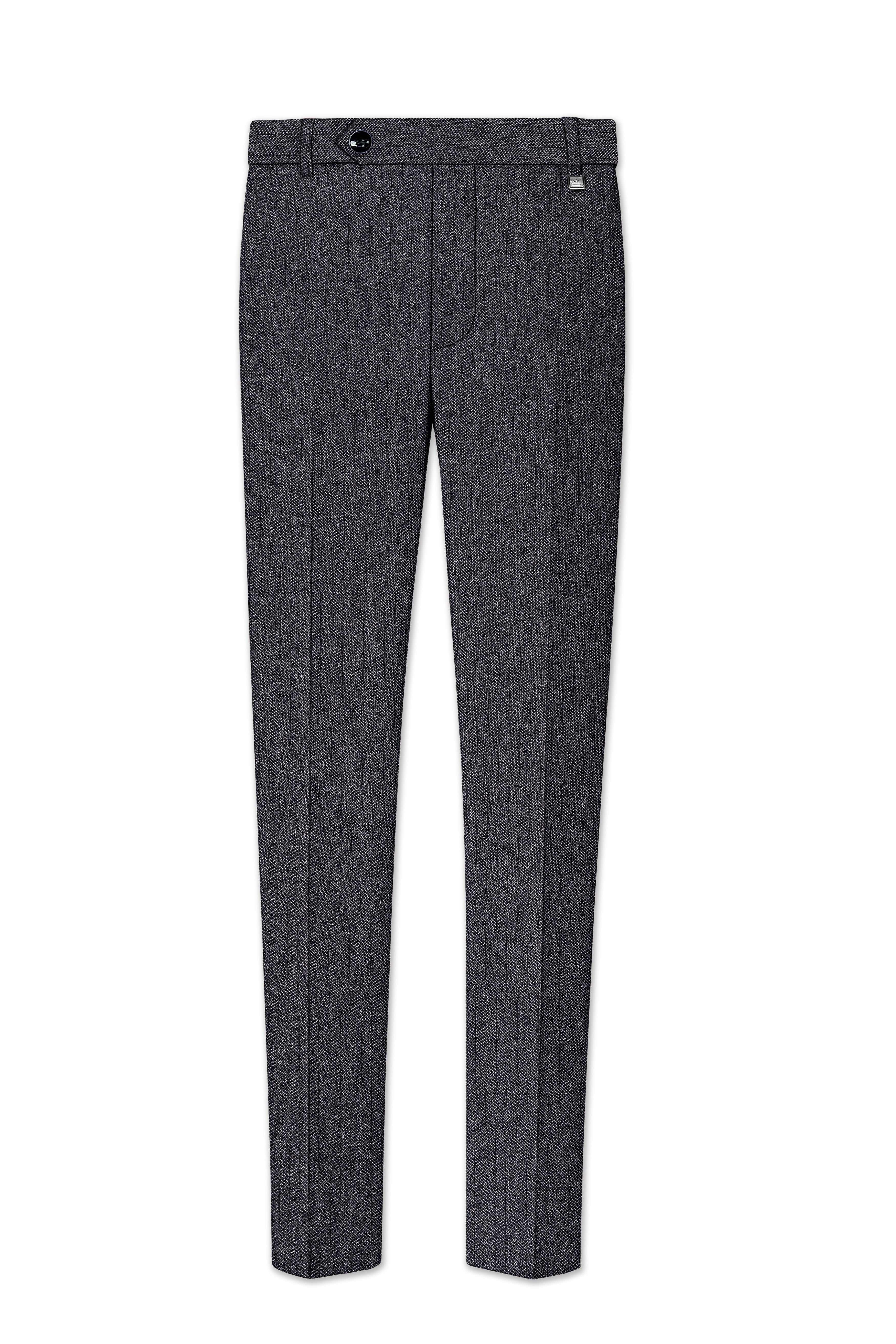 Silvoro-Iridium Gray Herringbone Textured Tweed Single Breasted Sports Suit